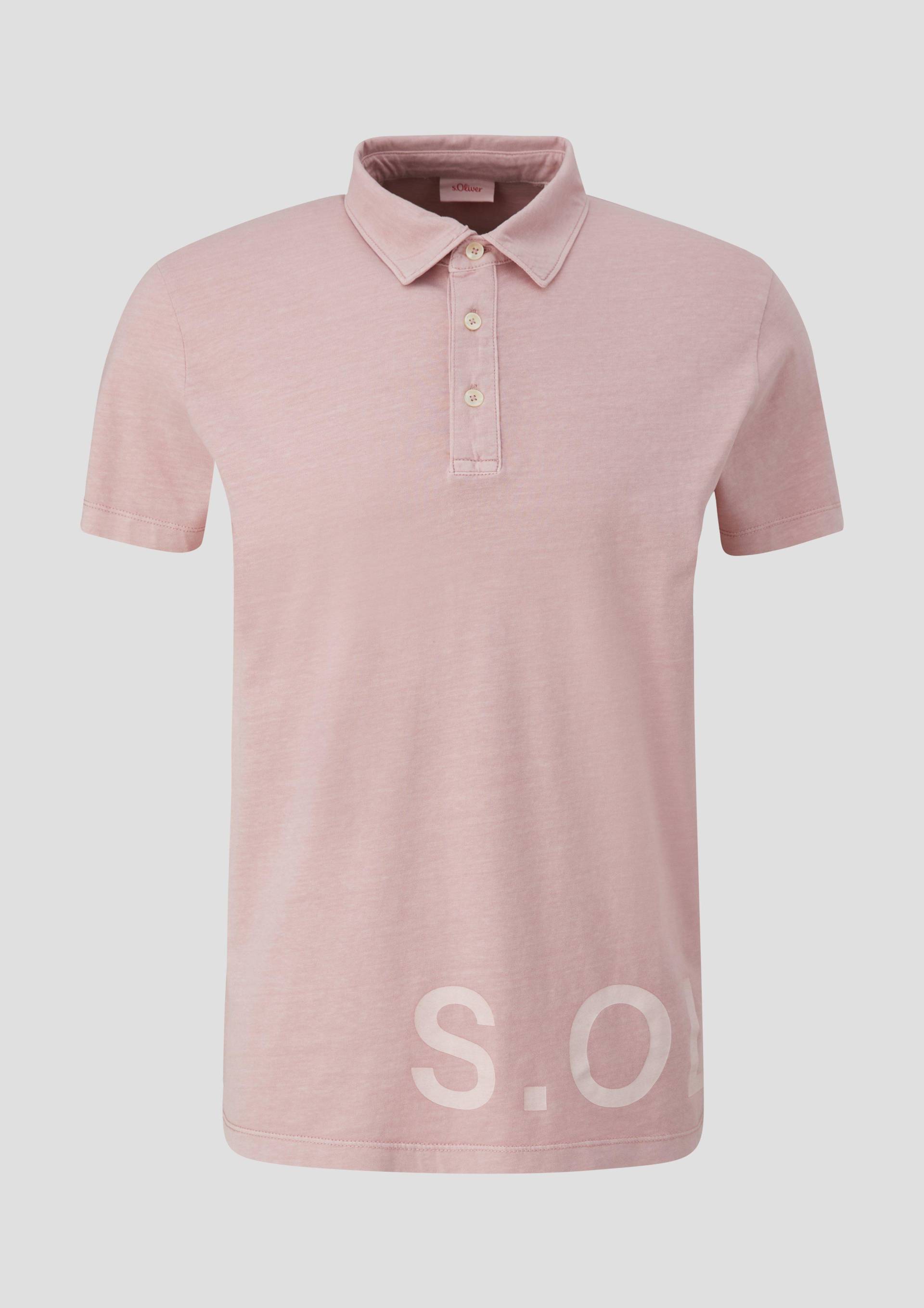 s.Oliver - Poloshirt mit Label-Print, Herren, Rosa von s.Oliver