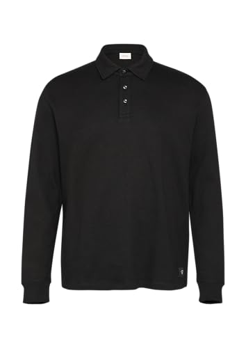 s.Oliver Strukturiertes Langarm-Poloshirt im Relaxed Fit schwarz 4XL von s.Oliver