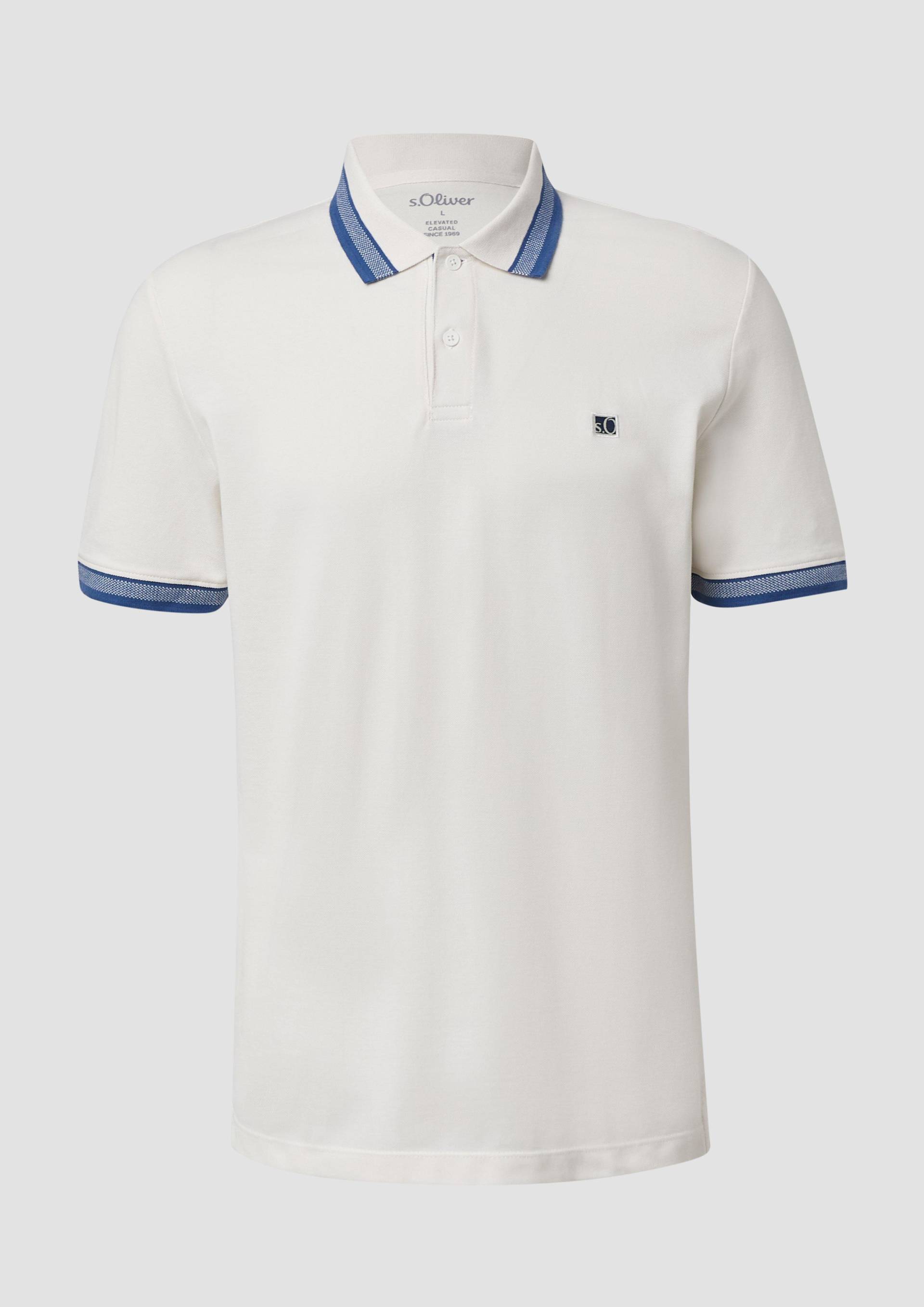 s.Oliver - Poloshirt aus Baumwollpiqué mit Kontrast-Details, Herren, weiß von s.Oliver