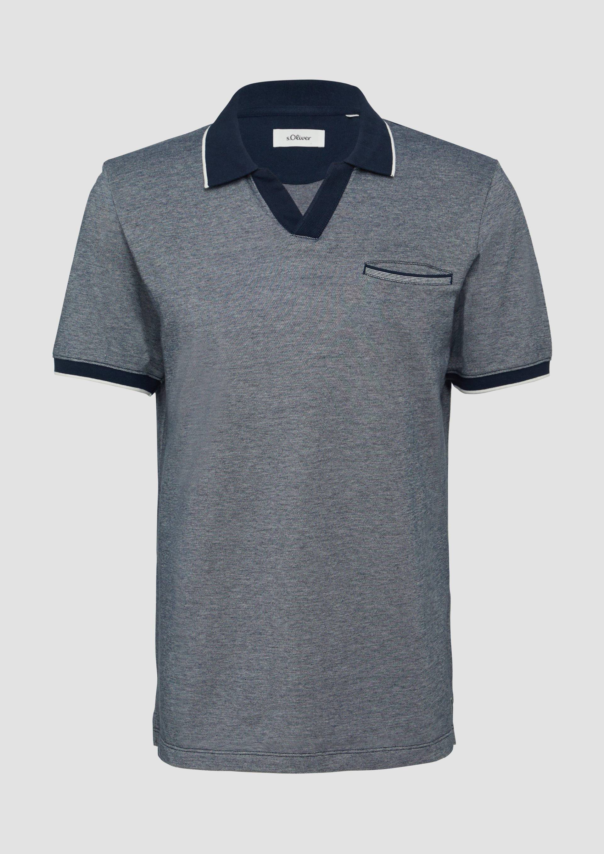 s.Oliver - Poloshirt aus zweifarbigem Piqué mit Brusttasche, Herren, blau von s.Oliver