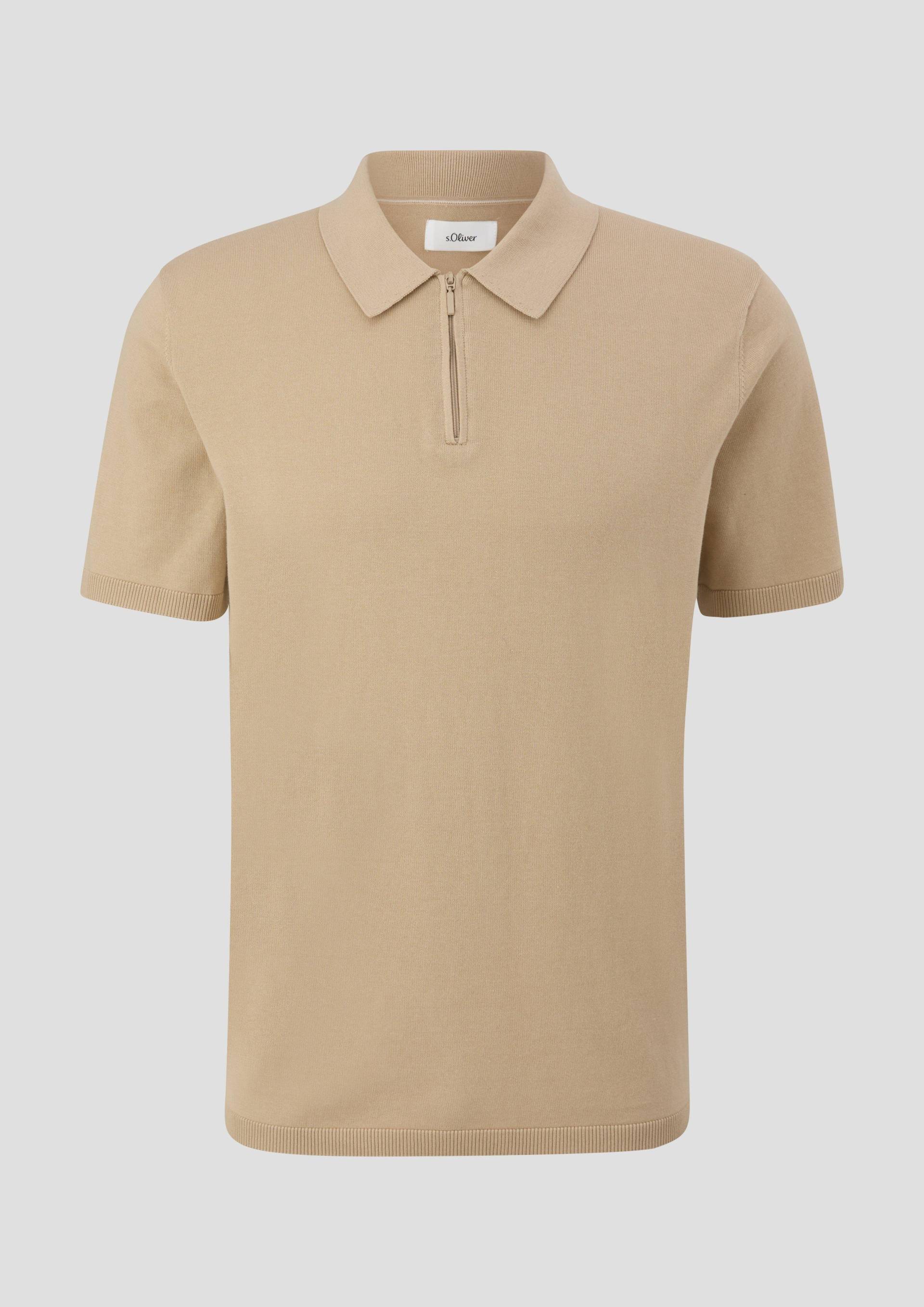 s.Oliver - Poloshirt aus Feinstrick, Herren, Beige von s.Oliver