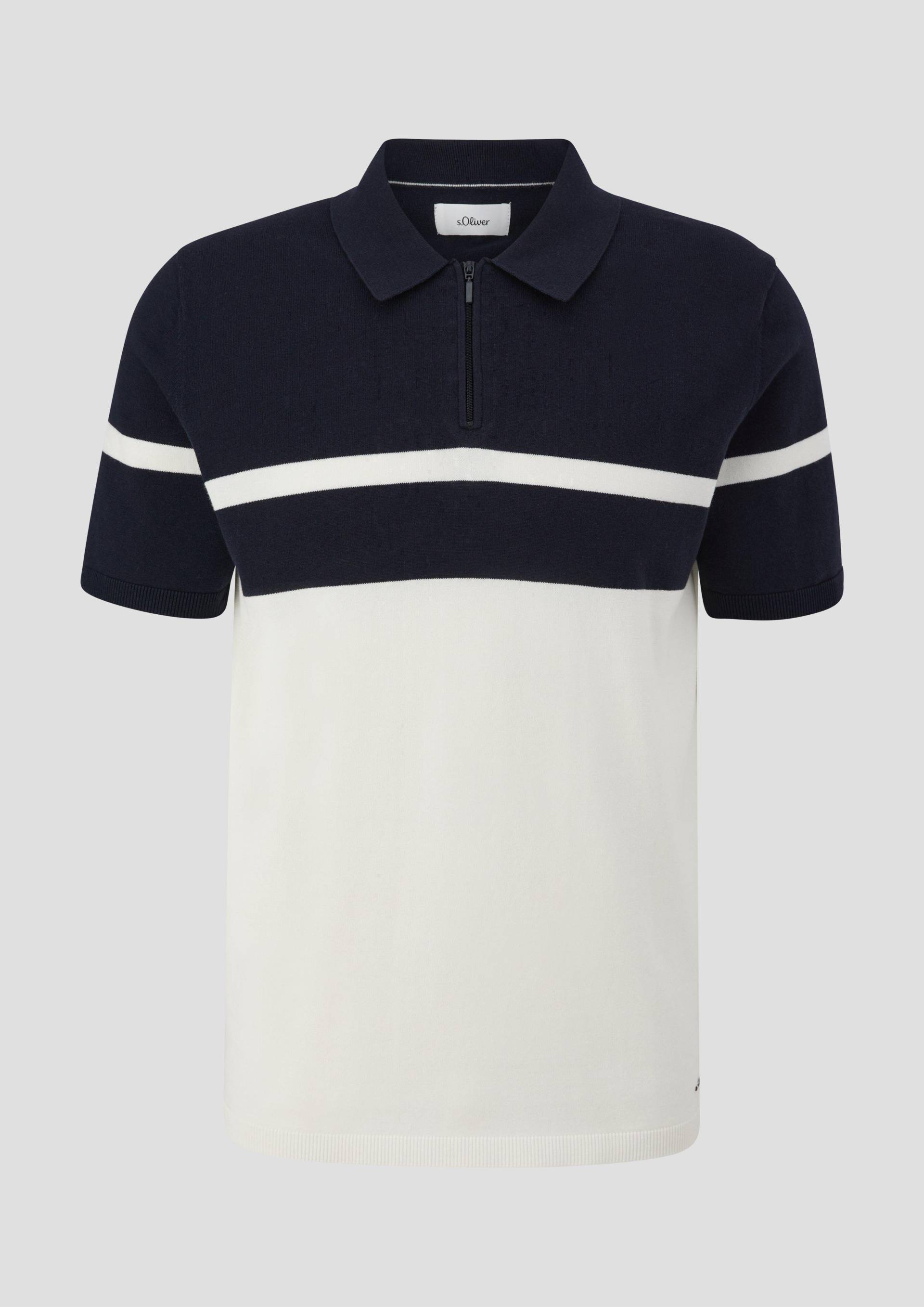 s.Oliver - Poloshirt aus Feinstrick, Herren, blau|weiß von s.Oliver