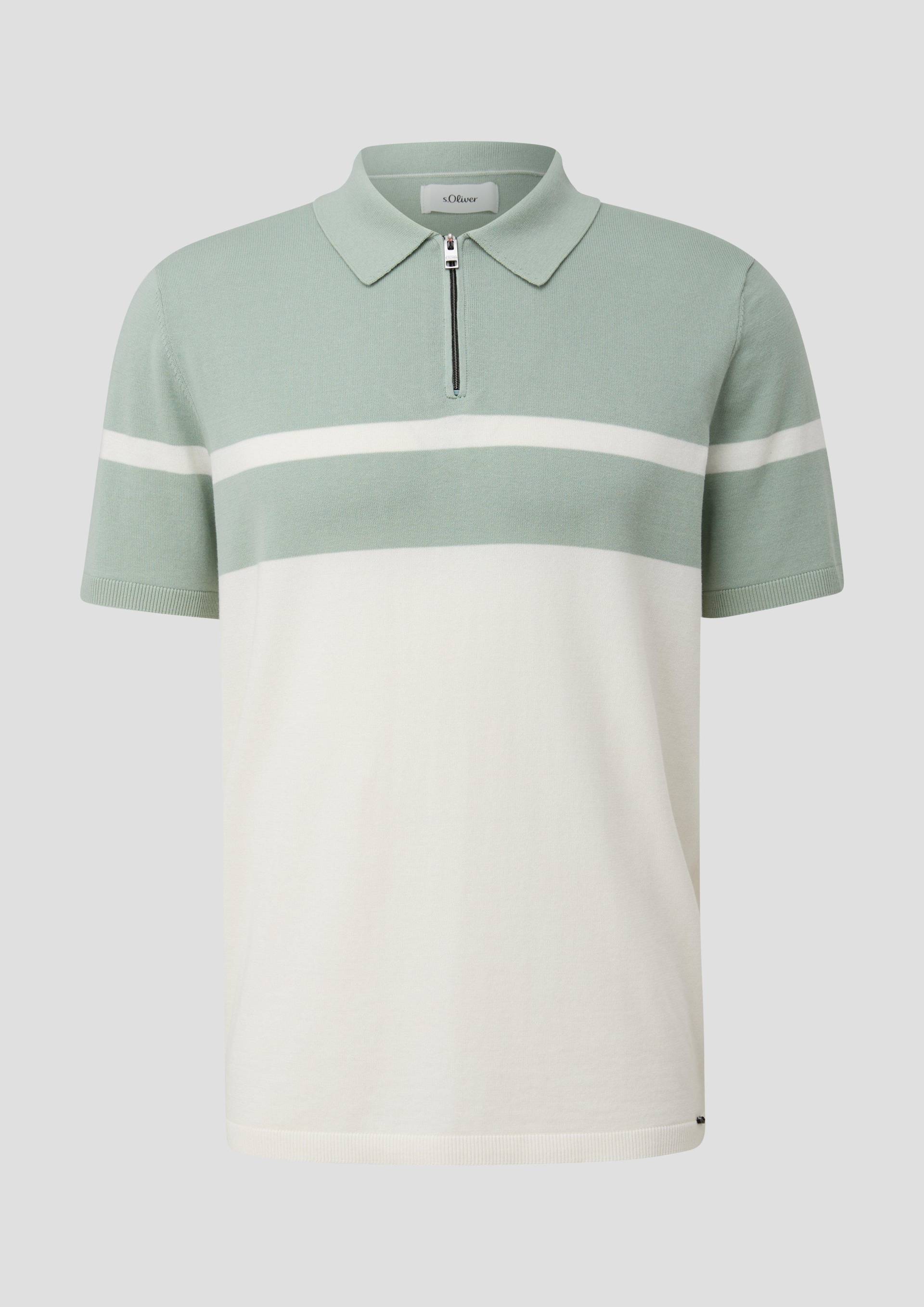 s.Oliver - Poloshirt aus Feinstrick, Herren, creme|grün von s.Oliver