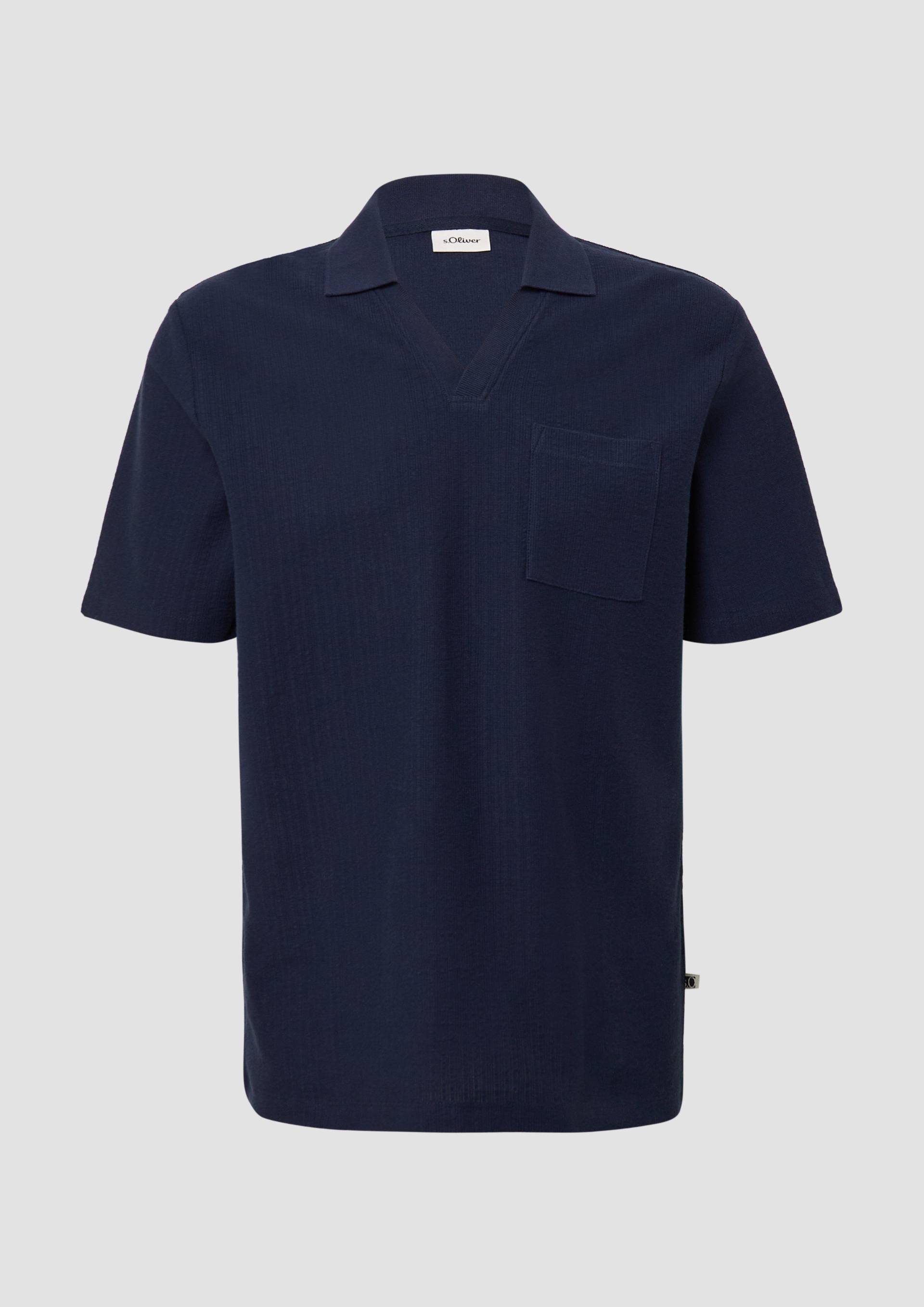 s.Oliver - Poloshirt aus Struktur-Jersey mit Brusttasche, Herren, blau von s.Oliver