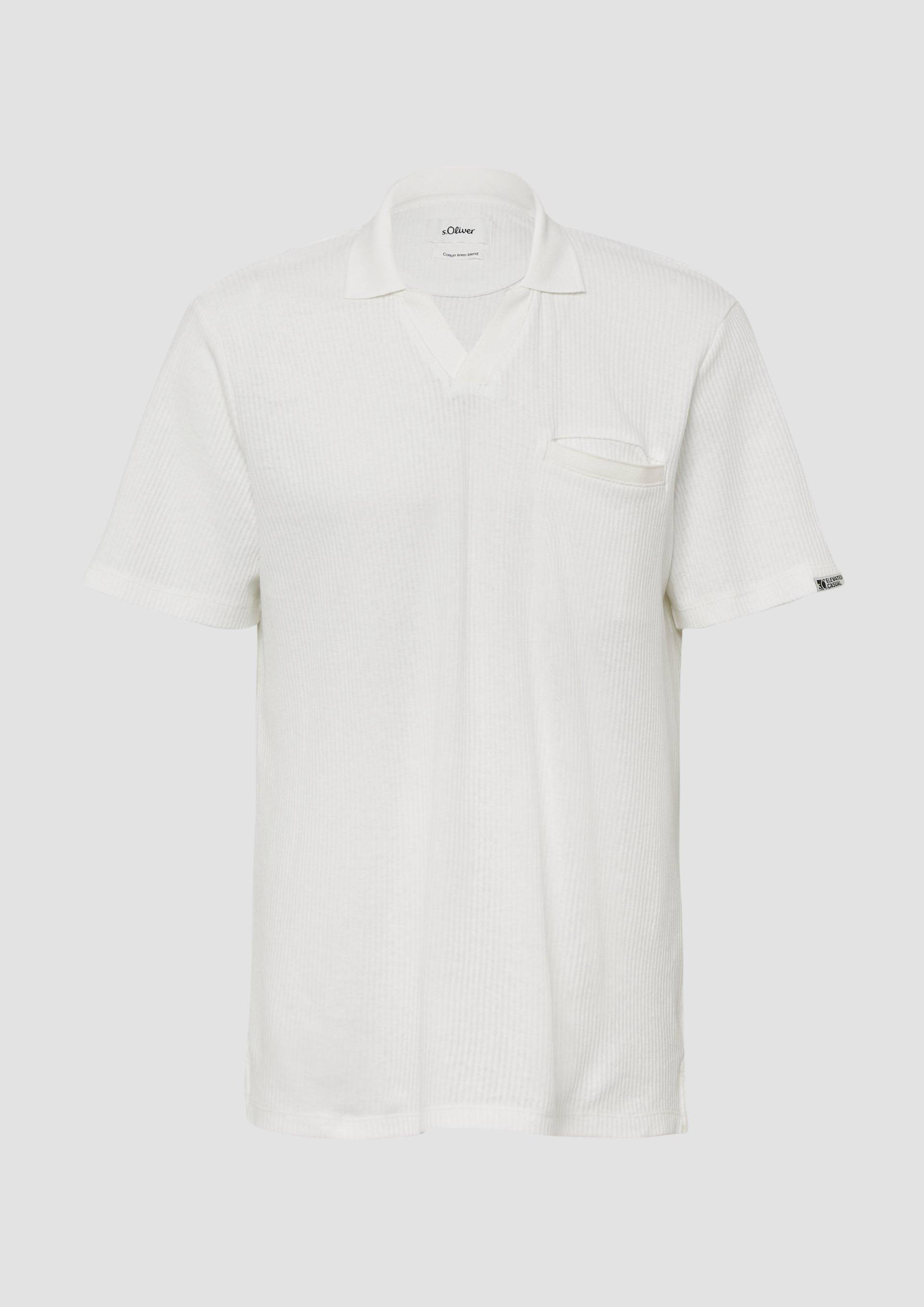 s.Oliver - Poloshirt aus Leinenmix mit Brusttasche, Herren, weiß von s.Oliver