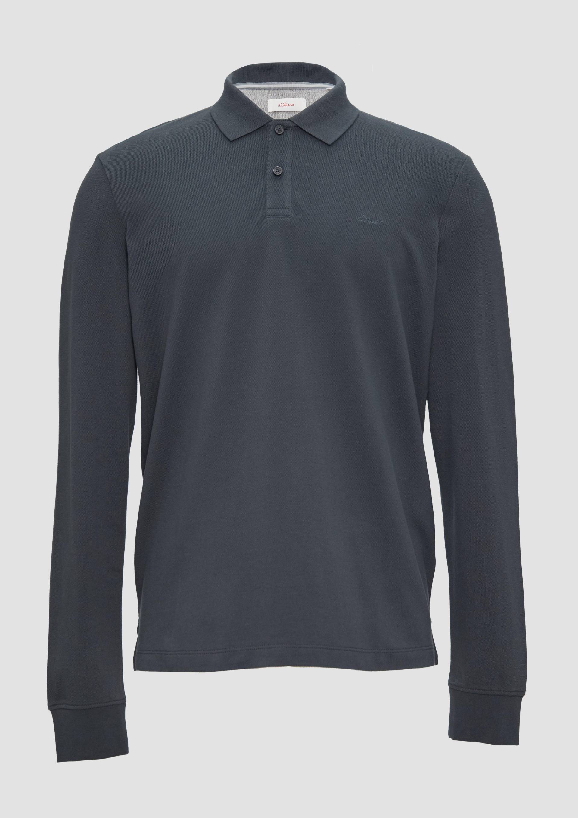 s.Oliver - Poloshirt aus Piqué mit Logo-Stickerei, Herren, grau von s.Oliver