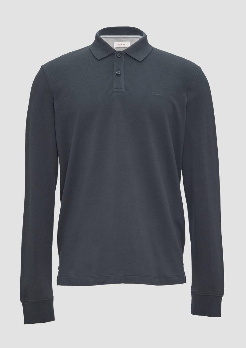 s.Oliver - Poloshirt aus Piqué mit Logo-Stickerei, Herren, grau von s.Oliver