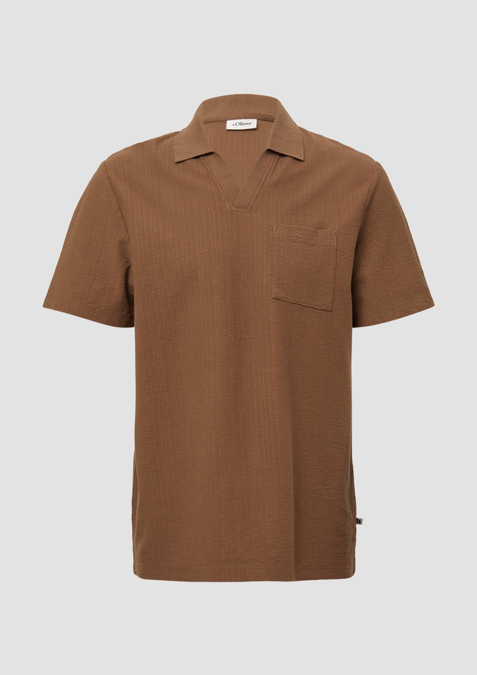 s.Oliver - Poloshirt aus Struktur-Jersey mit Brusttasche, Herren, braun von s.Oliver