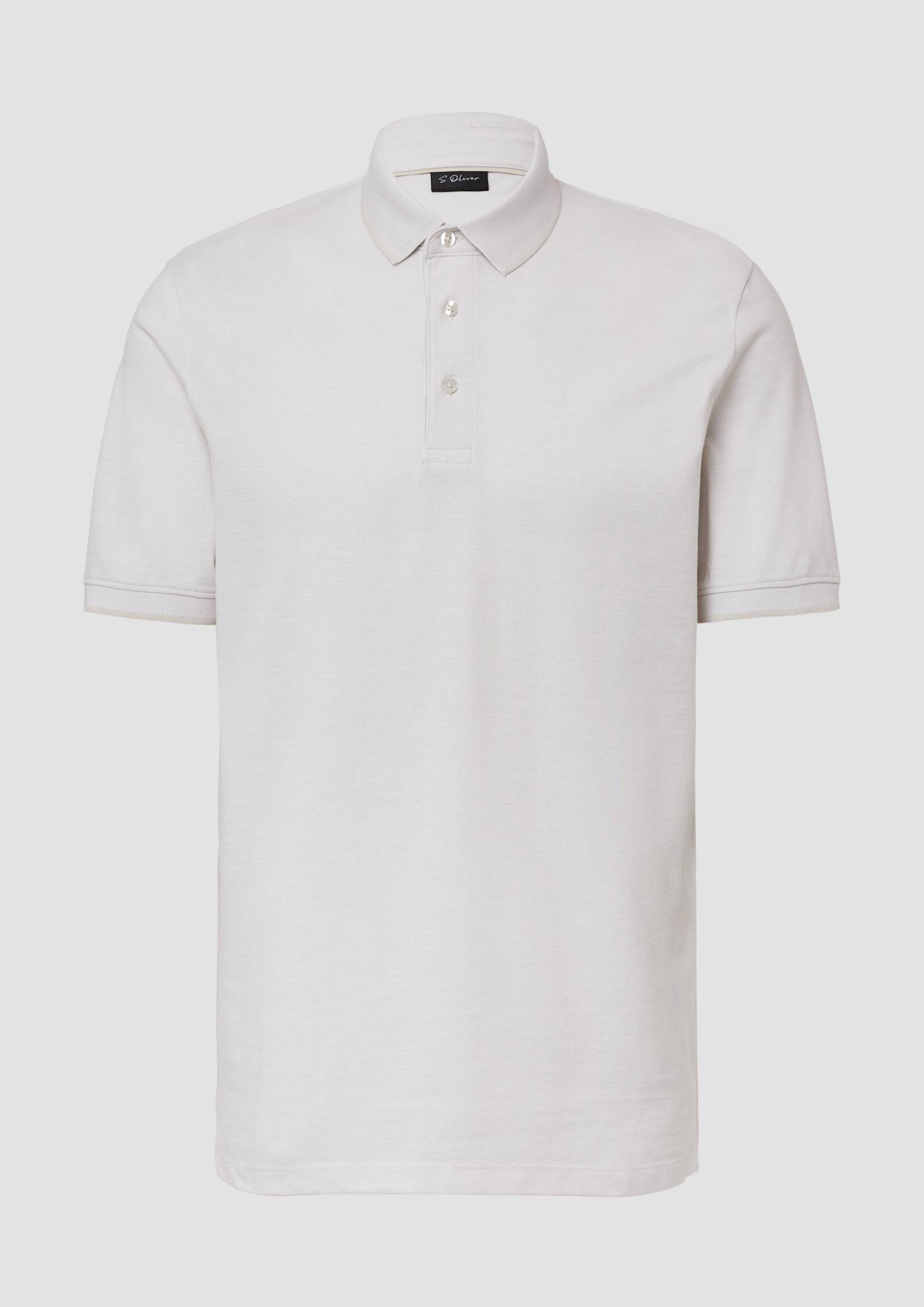 s.Oliver - Poloshirt aus meliertem Baumwollpiqué, Herren, creme von s.Oliver