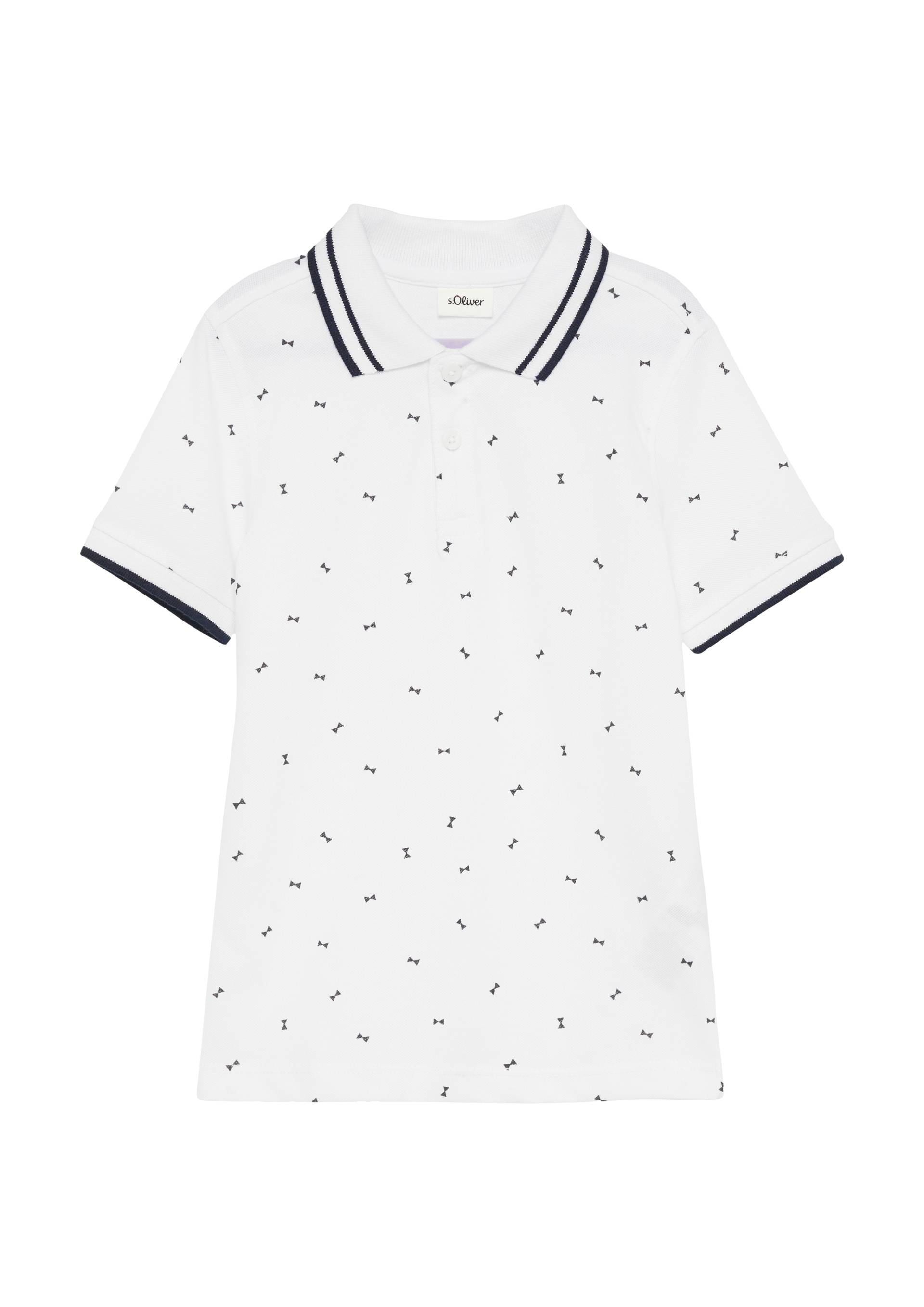 s.Oliver - Poloshirt mit Kontrast-Details und All-over-Print, Kinder, weiß von s.Oliver