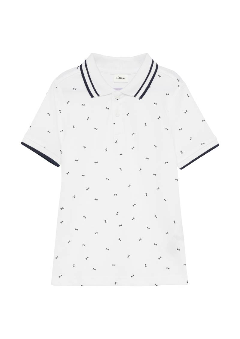 s.Oliver - Poloshirt mit Kontrast-Details und All-over-Print, Kinder, weiß von s.Oliver