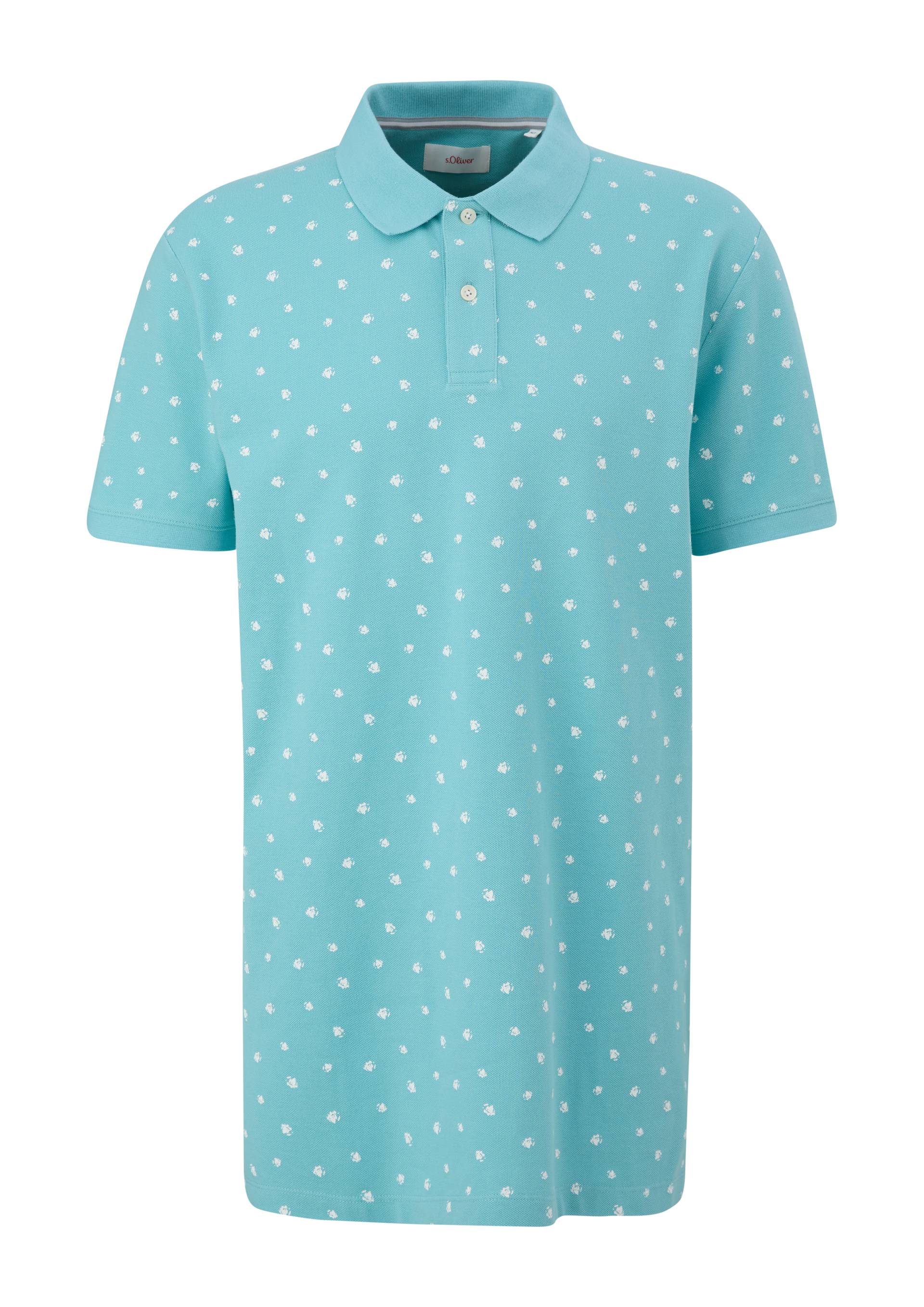 s.Oliver - Poloshirt mit Minimalprint, Herren, türkis von s.Oliver