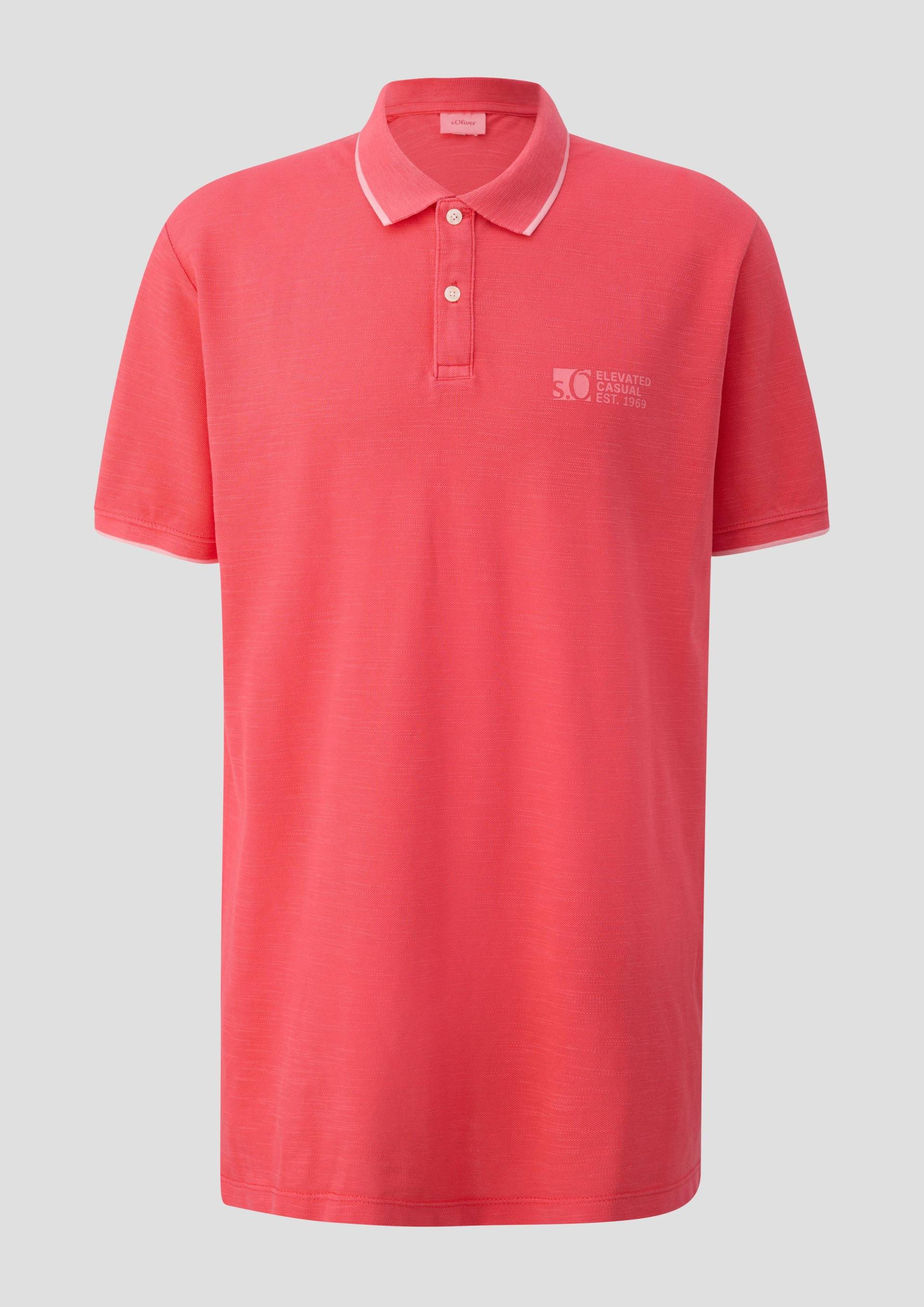 s.Oliver - Poloshirt mit Piquêstruktur und Logo-Print, Herren, rot von s.Oliver