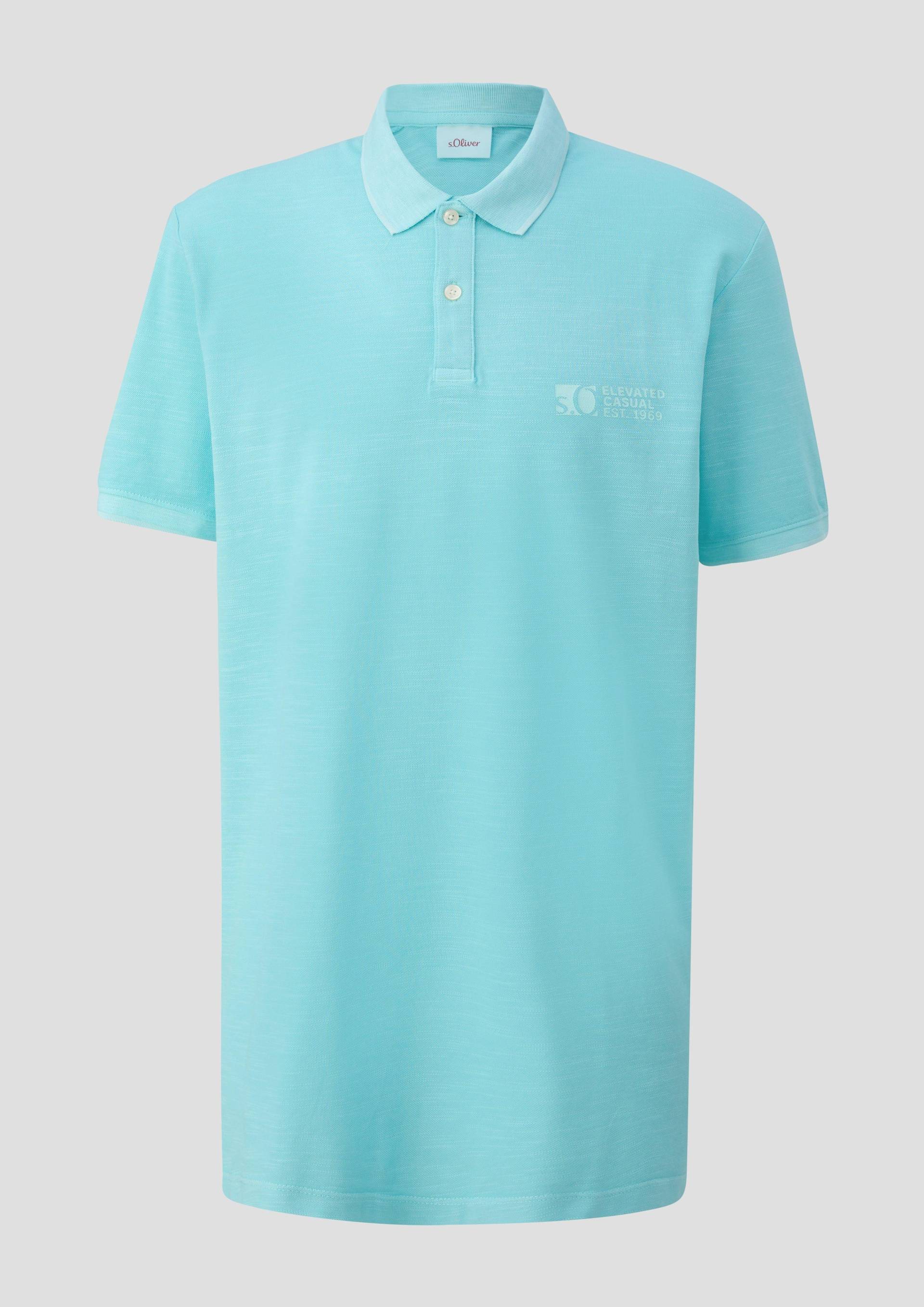 s.Oliver - Poloshirt mit Piquêstruktur und Logo-Print, Herren, türkis von s.Oliver