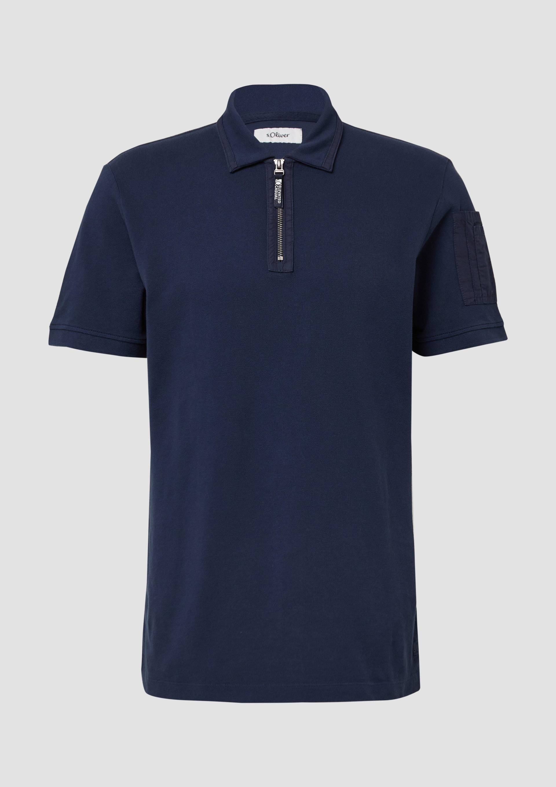 s.Oliver - Poloshirt mit Reißverschluss und Ärmeltasche, Herren, blau von s.Oliver