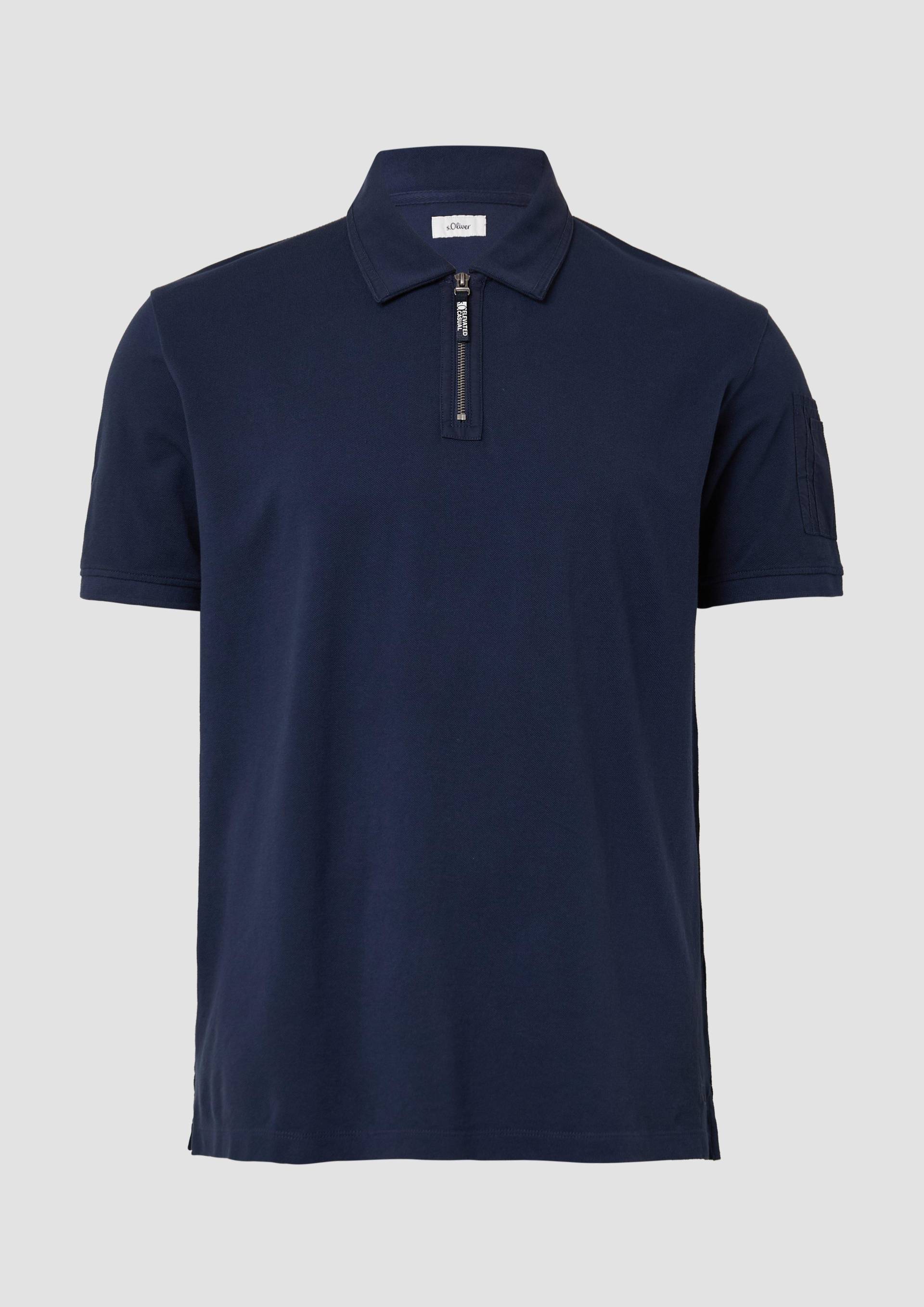 s.Oliver - Poloshirt mit Reißverschluss und Ärmeltasche, Herren, blau von s.Oliver
