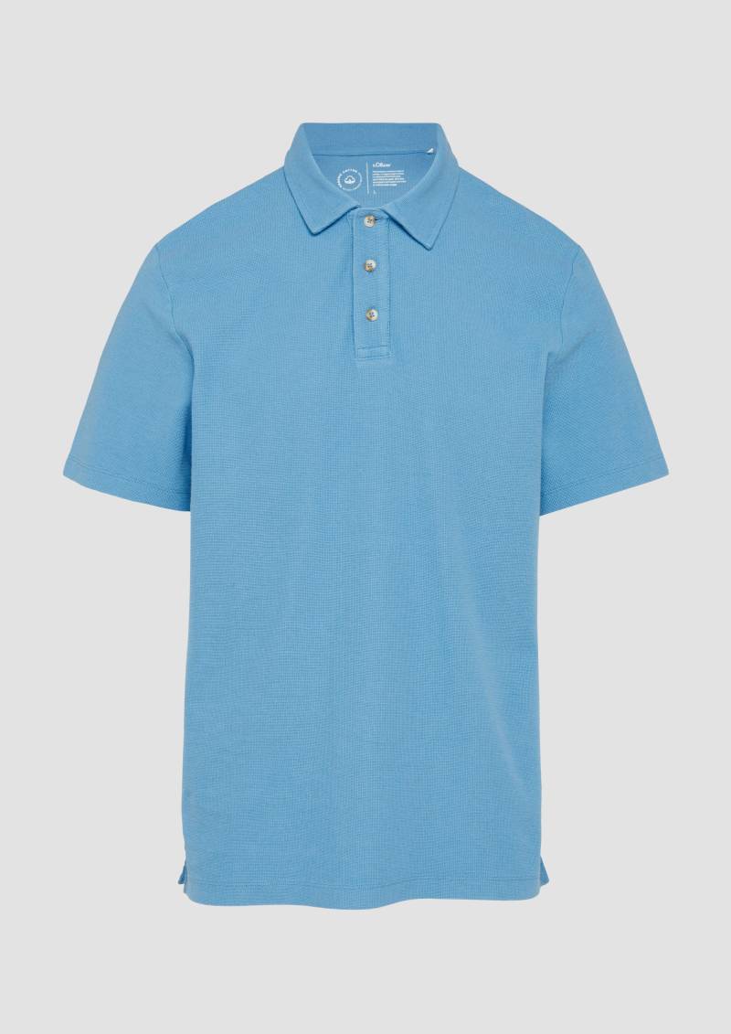 s.Oliver - Poloshirt mit Waffelstruktur und Logo-Patch, Herren, blau von s.Oliver
