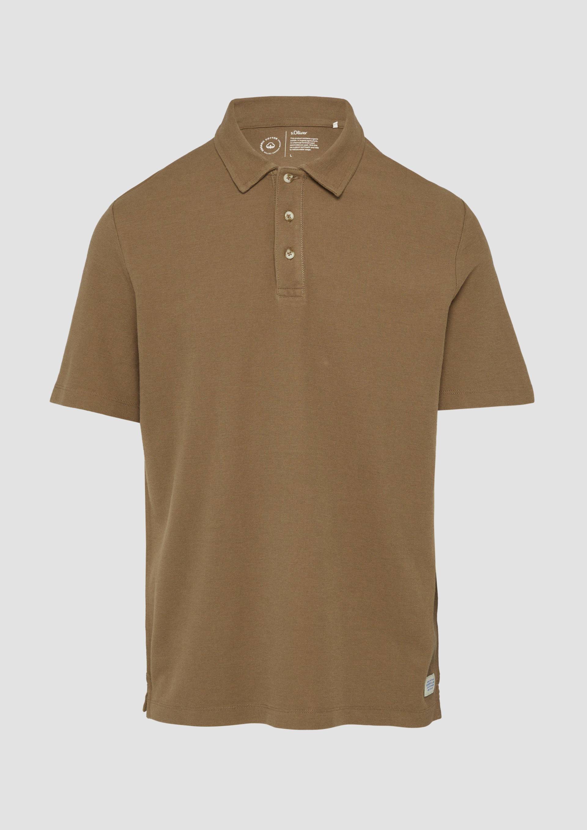 s.Oliver - Poloshirt mit Waffelstruktur und Logo-Patch, Herren, braun von s.Oliver