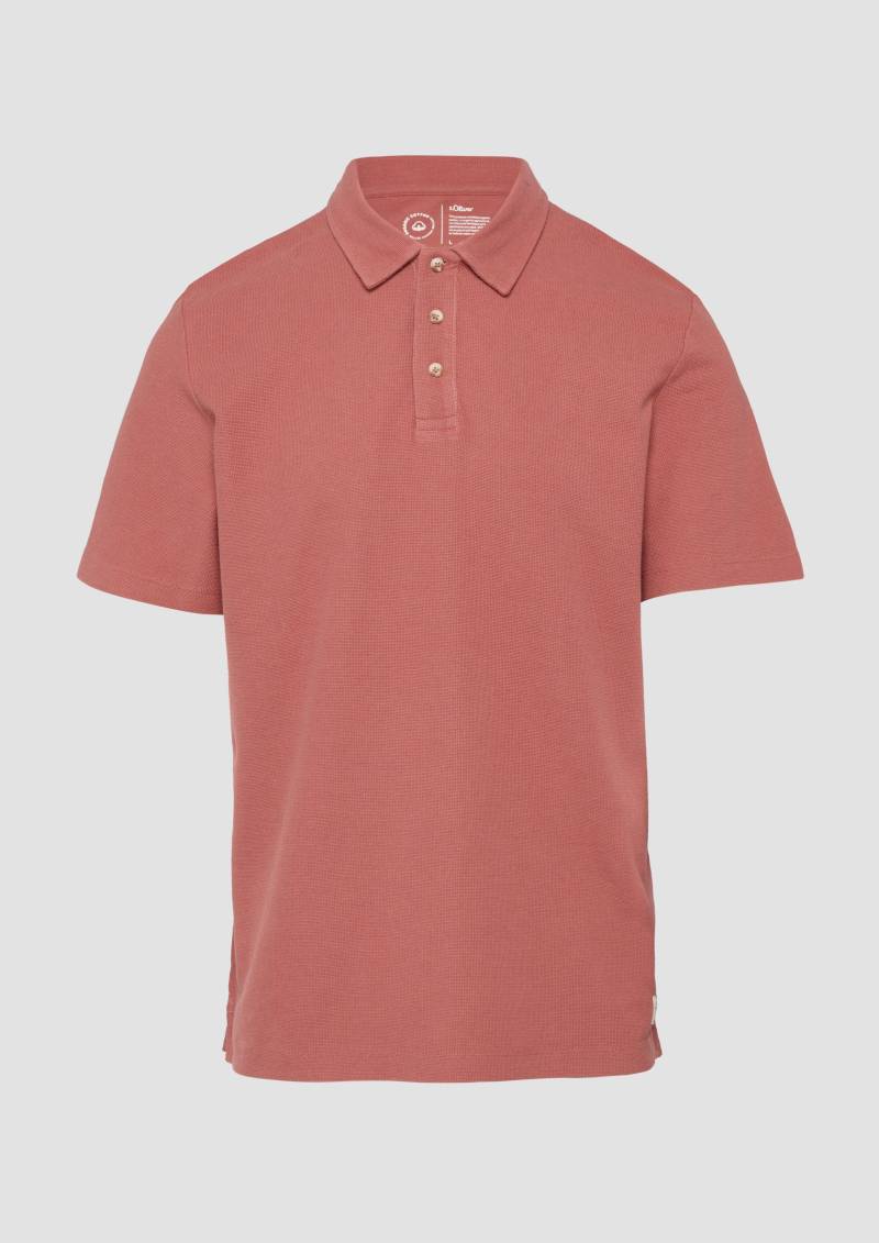 s.Oliver - Poloshirt mit Waffelstruktur und Logo-Patch, Herren, rot von s.Oliver