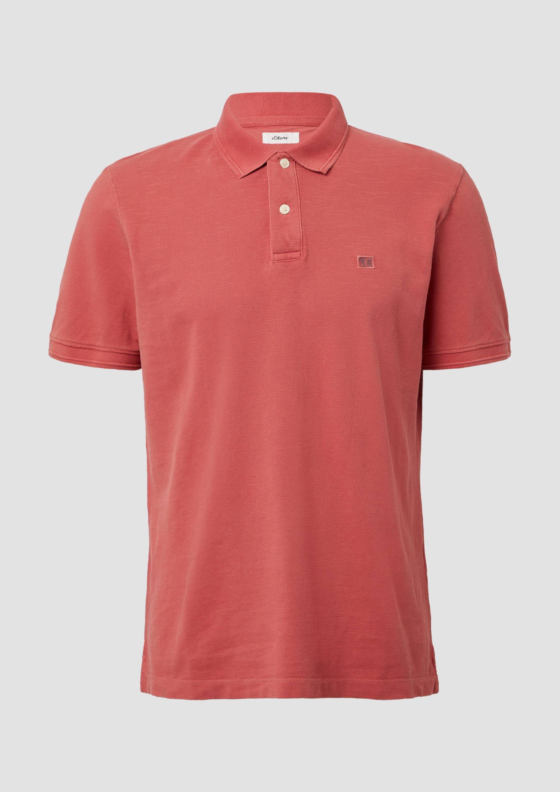 s.Oliver - Poloshirt mit kleinem Labelpatch und Flammgarnstruktur, Herren, Rosa von s.Oliver