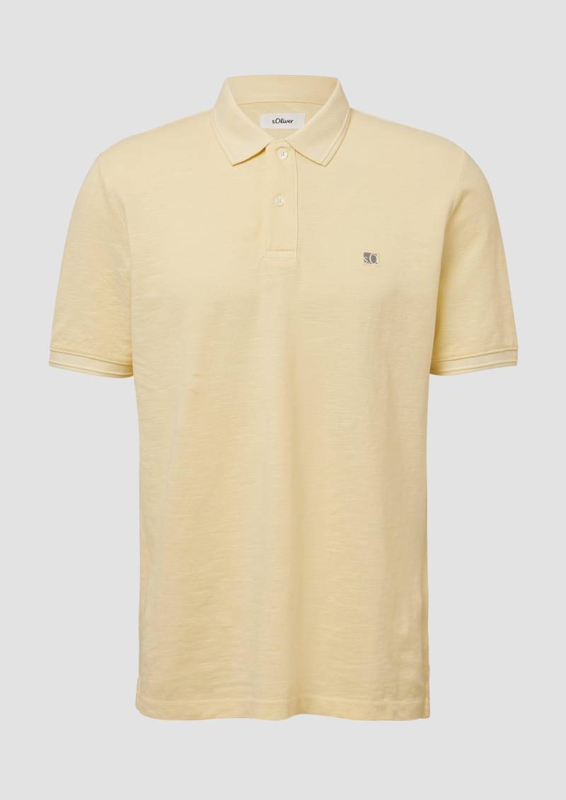 s.Oliver - Poloshirt mit kleinem Labelpatch und Flammgarnstruktur, Herren, gelb von s.Oliver
