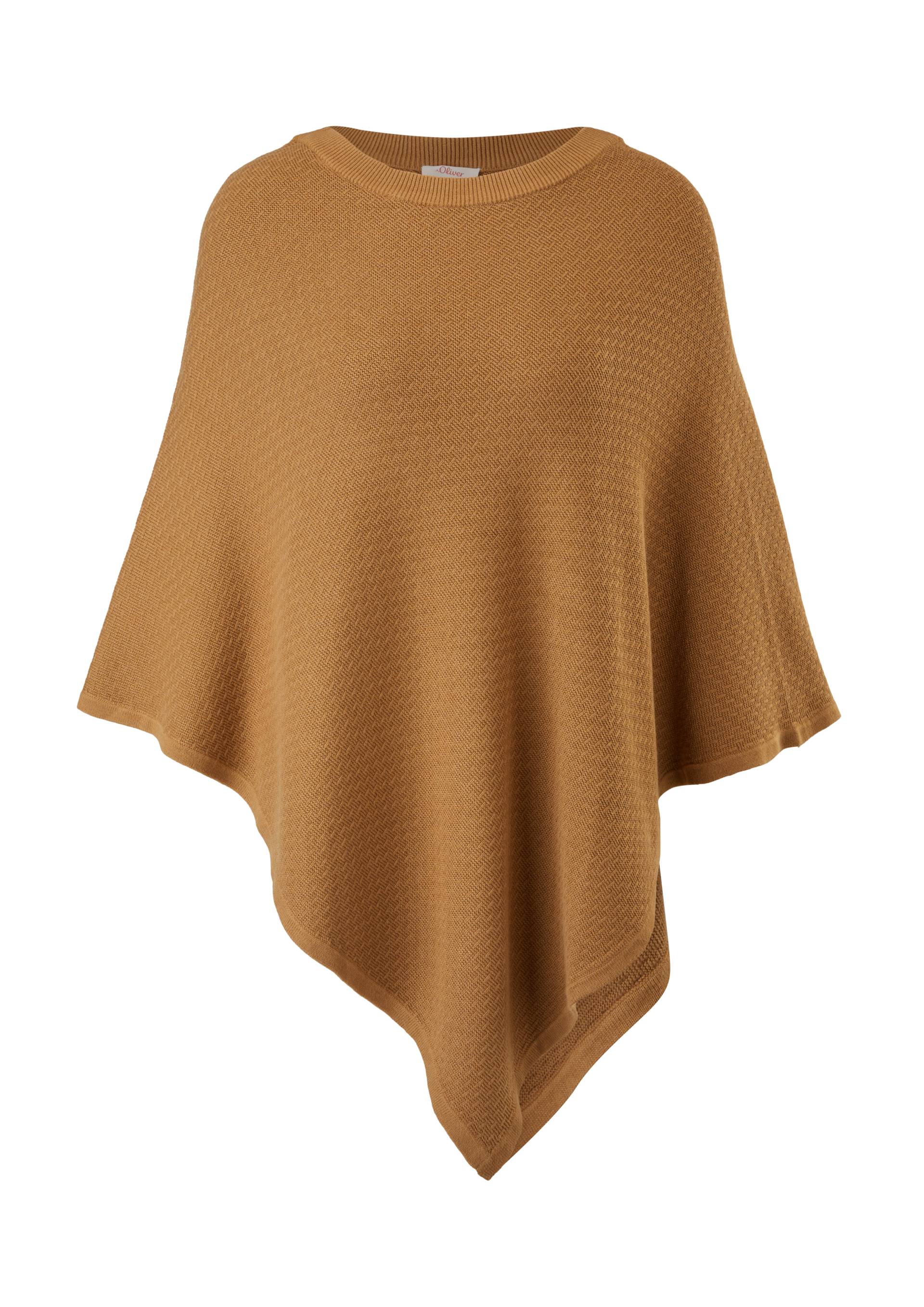 s.Oliver - Poncho aus Baumwollmix, Damen, braun von s.Oliver