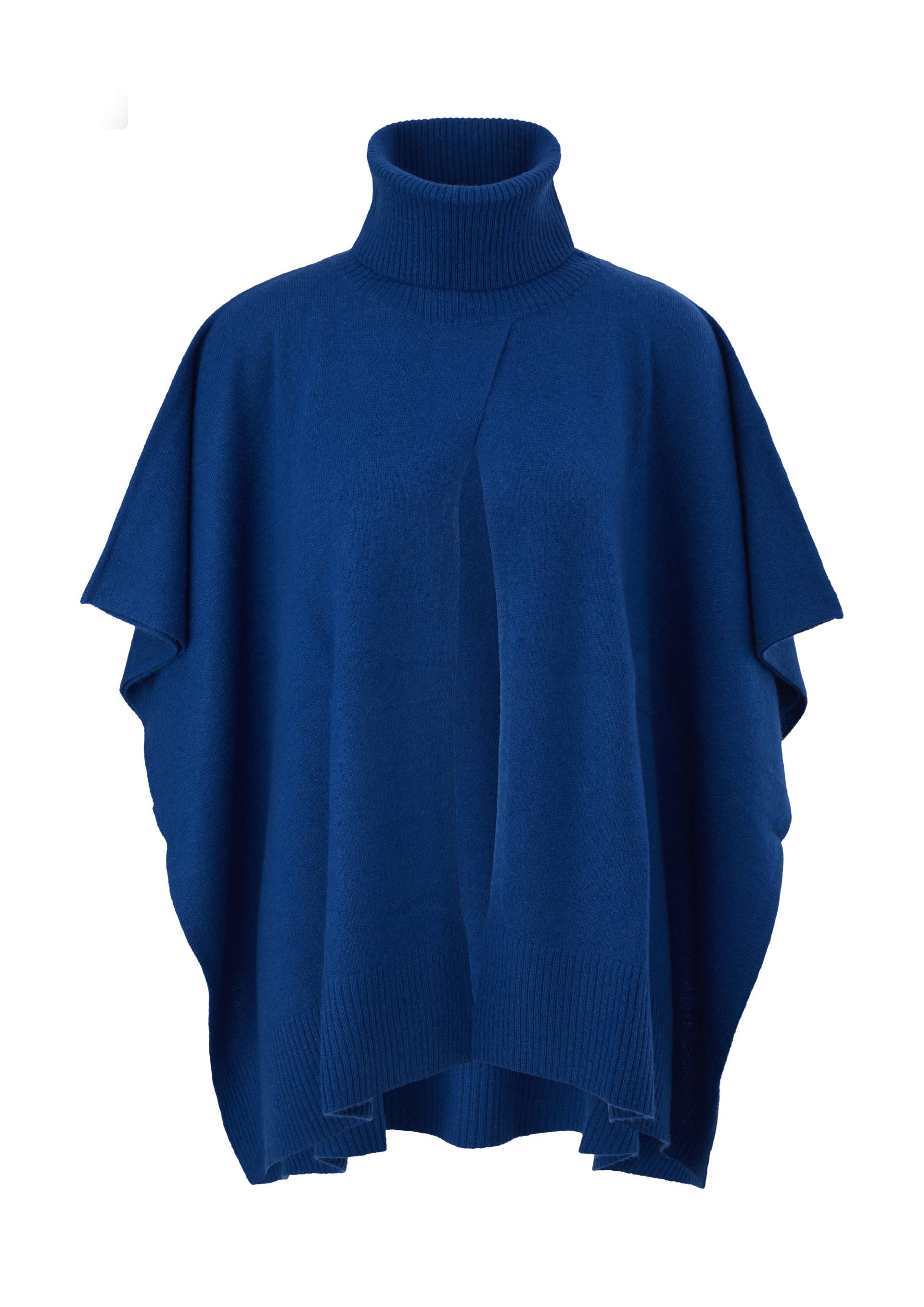 s.Oliver - Poncho mit Rippblende am Saum, Damen, blau von s.Oliver