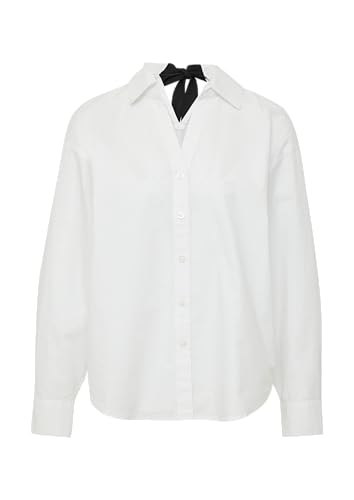 Popeline-Bluse im Relaxed Fit mit Schleife weiß 48 von s.Oliver