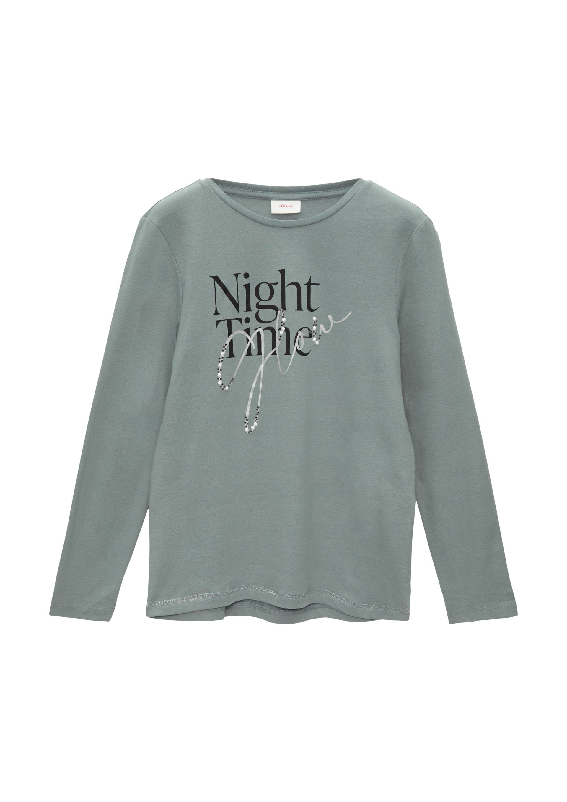 s.Oliver - Print-Shirt mit Schmucksteinen, Mädchen, blau von s.Oliver