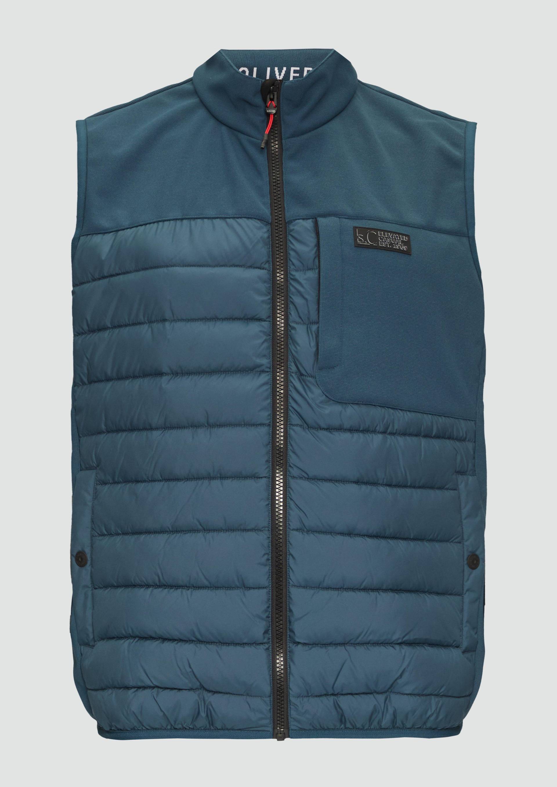 s.Oliver - Pufferweste aus Softshell mit Kontrast-Details, Herren, blau von s.Oliver