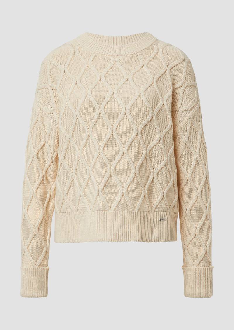 s.Oliver - Pullover im Relaxed Fit mit Zopfmuster, Damen, Beige von s.Oliver