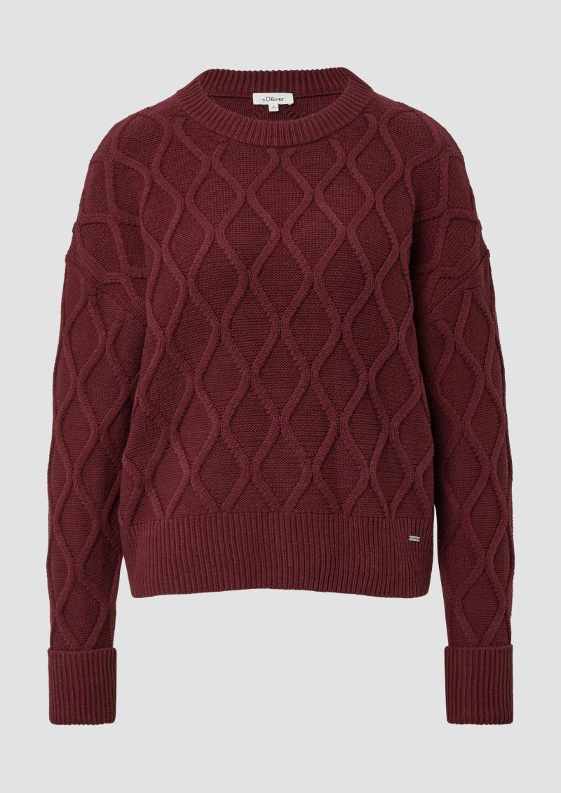 s.Oliver - Pullover im Relaxed Fit mit Zopfmuster, Damen, rot von s.Oliver
