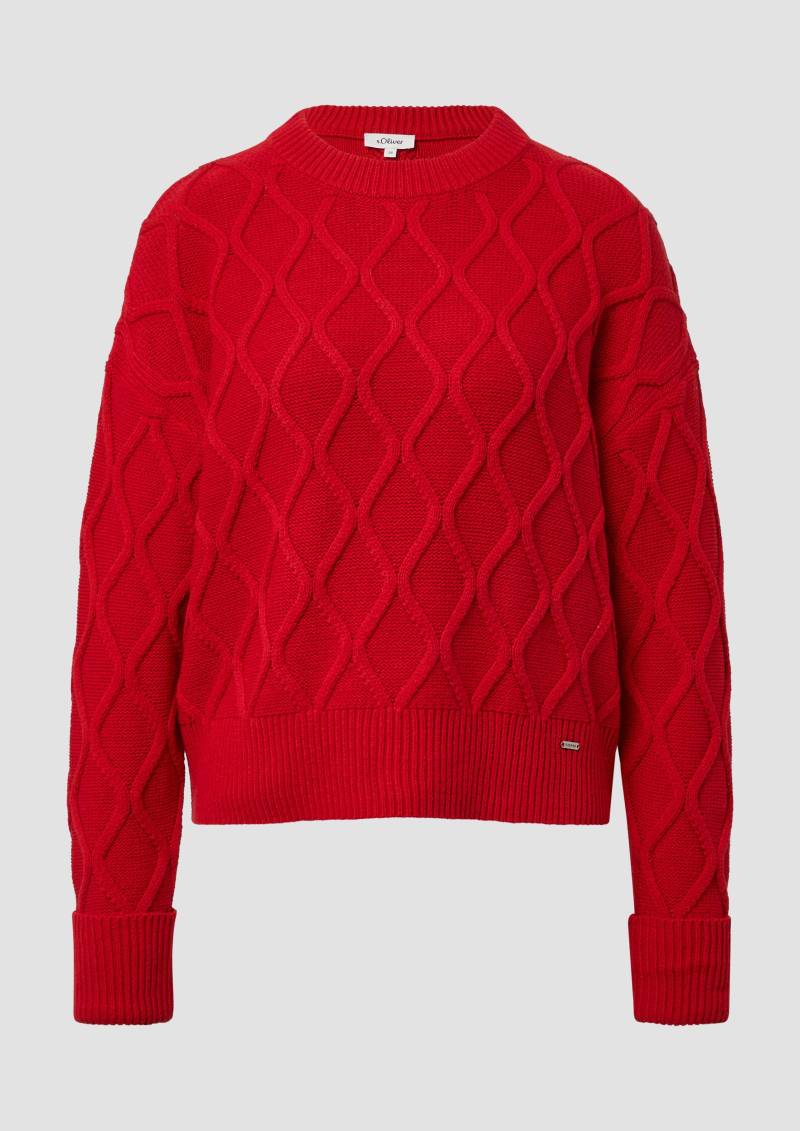 s.Oliver - Pullover im Relaxed Fit mit Zopfmuster, Damen, rot von s.Oliver
