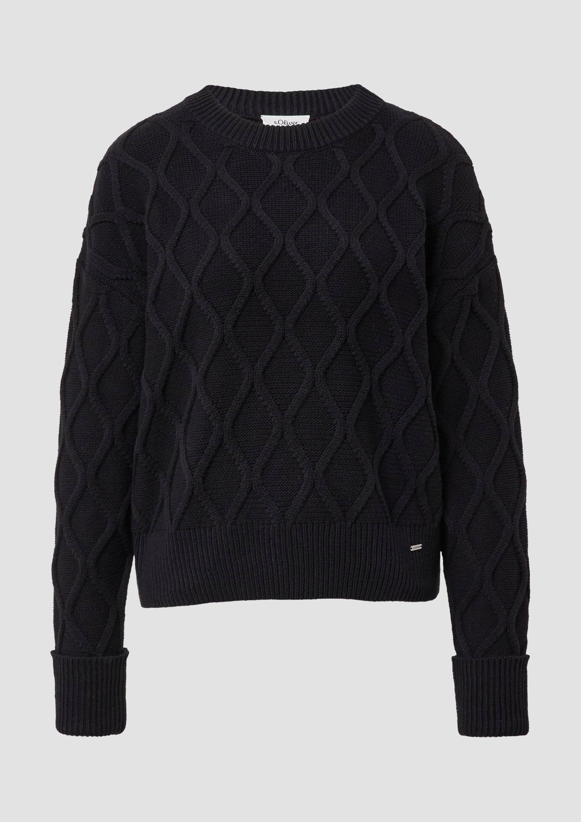 s.Oliver - Pullover im Relaxed Fit mit Zopfmuster, Damen, schwarz von s.Oliver