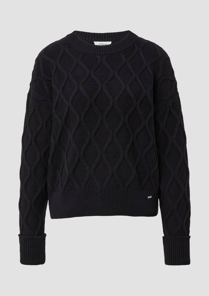 s.Oliver - Pullover im Relaxed Fit mit Zopfmuster, Damen, schwarz von s.Oliver