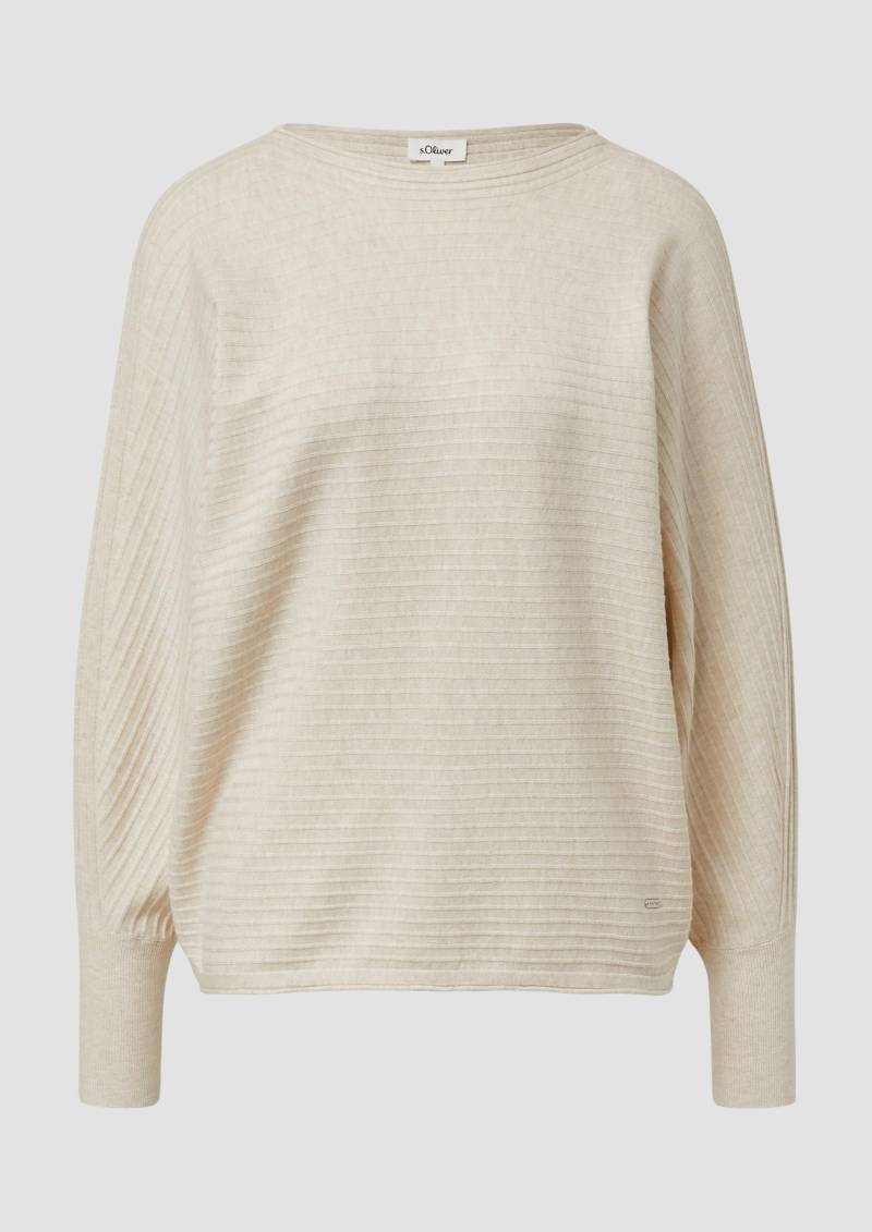 s.Oliver - Pullover in Rippstruktur mit Fledermausärmeln, Damen, Beige von s.Oliver