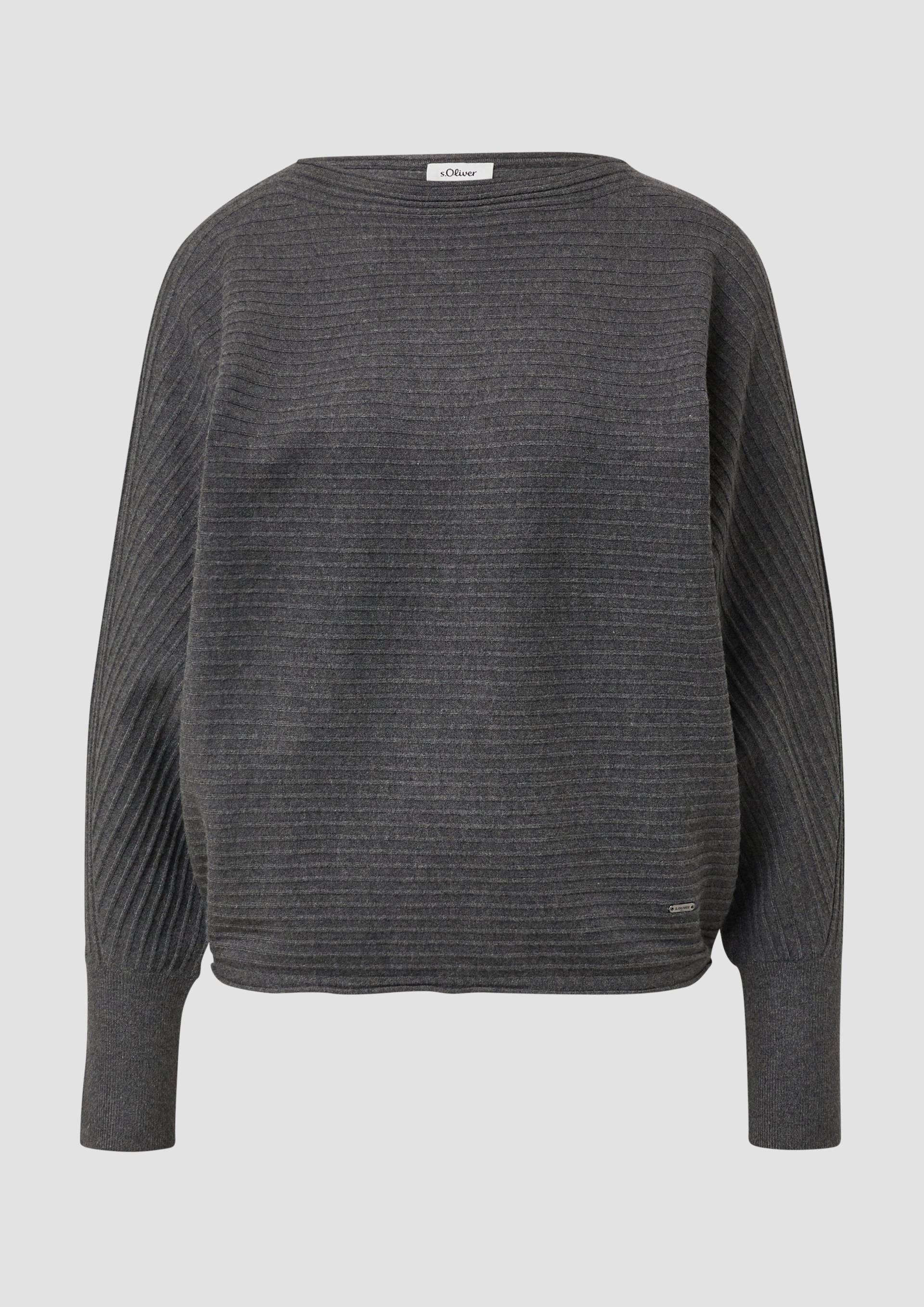 s.Oliver - Pullover in Rippstruktur mit Fledermausärmeln, Damen, grau von s.Oliver
