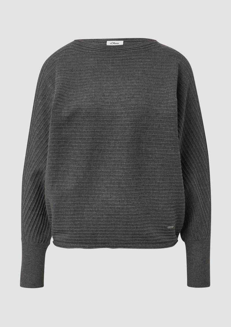 s.Oliver - Pullover in Rippstruktur mit Fledermausärmeln, Damen, grau von s.Oliver