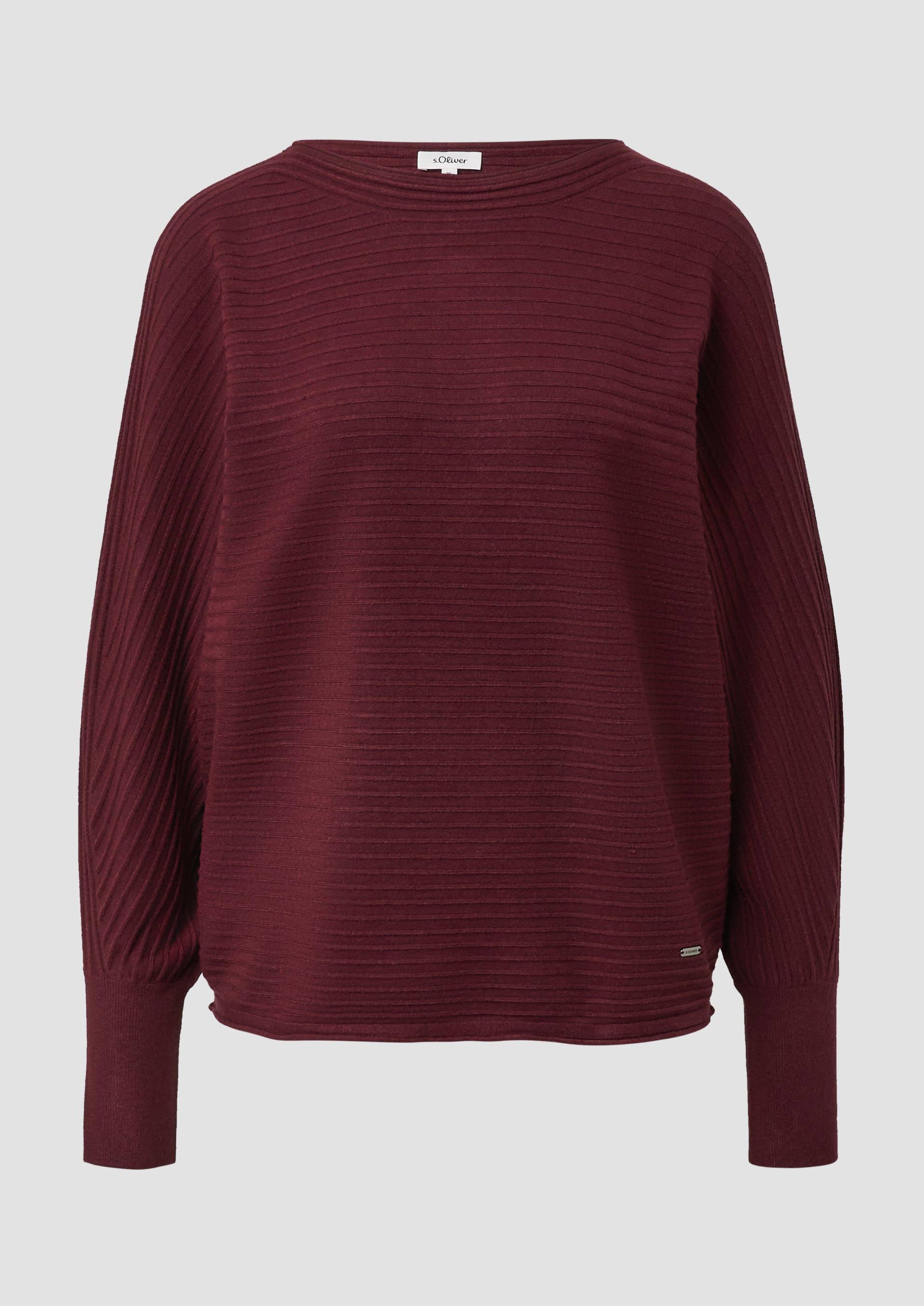 s.Oliver - Pullover in Rippstruktur mit Fledermausärmeln, Damen, rot von s.Oliver