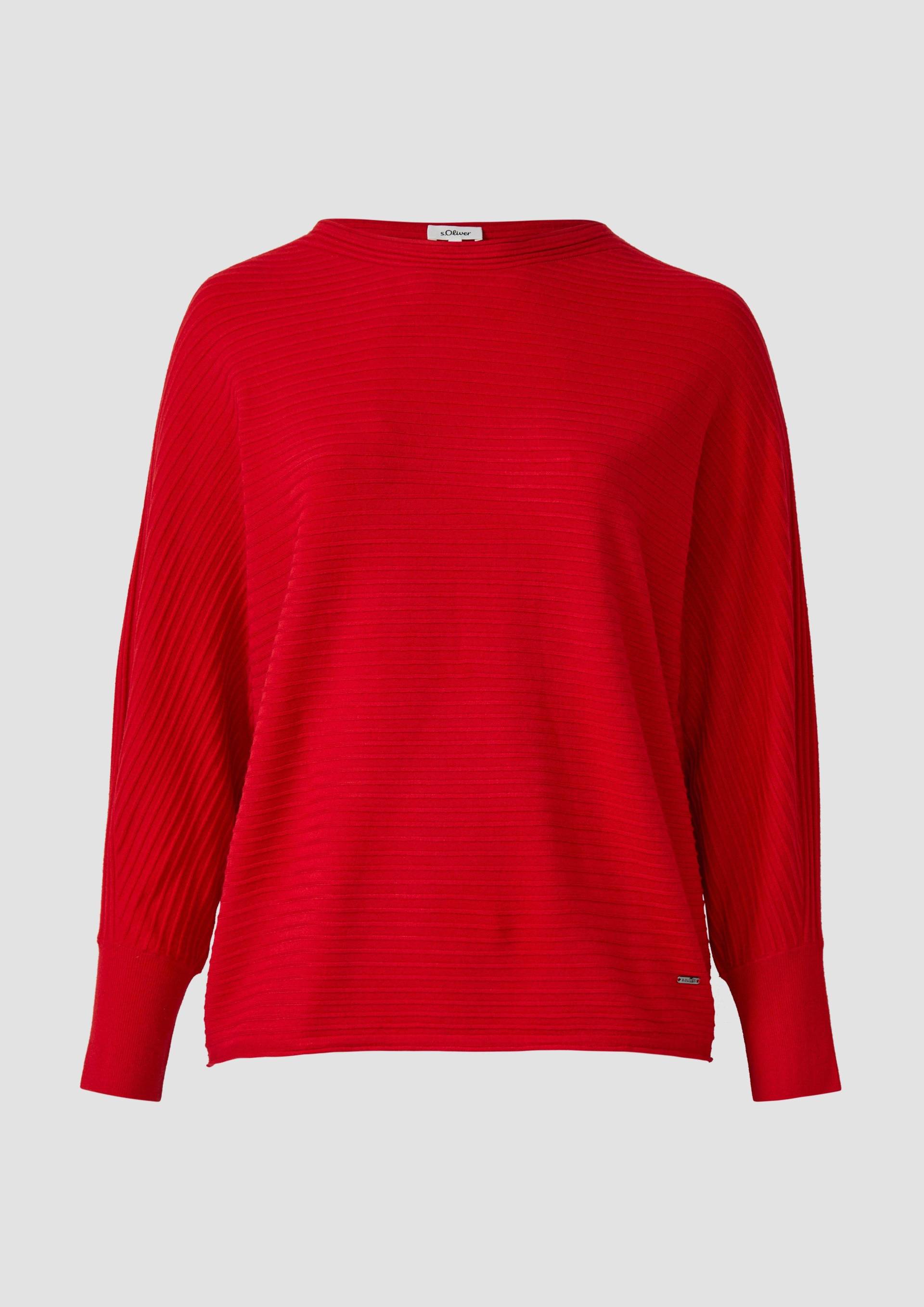 s.Oliver - Pullover in Rippstruktur mit Fledermausärmeln, Damen, rot von s.Oliver