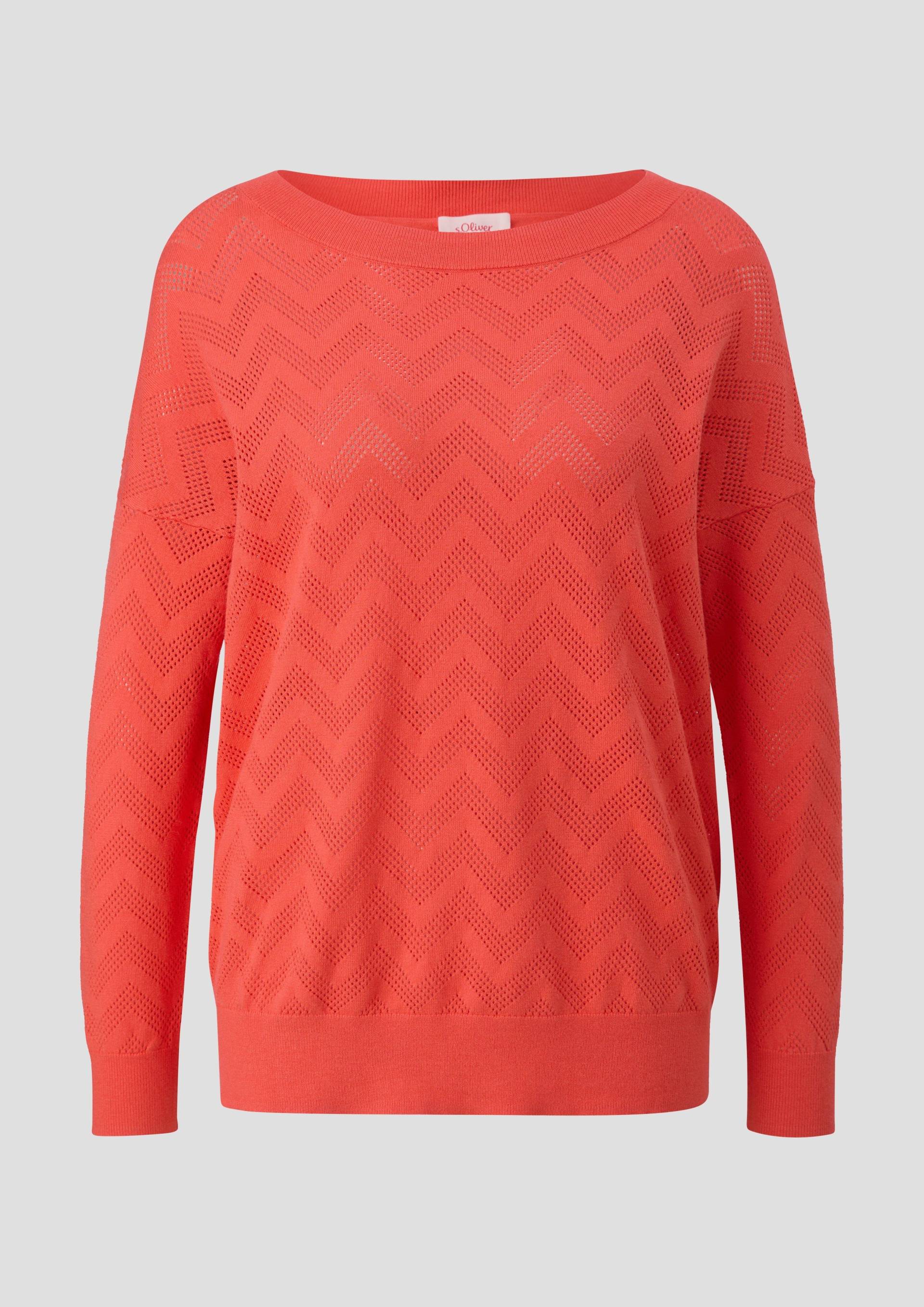 s.Oliver - Pullover mit Ajourmuster, Damen, Orange von s.Oliver