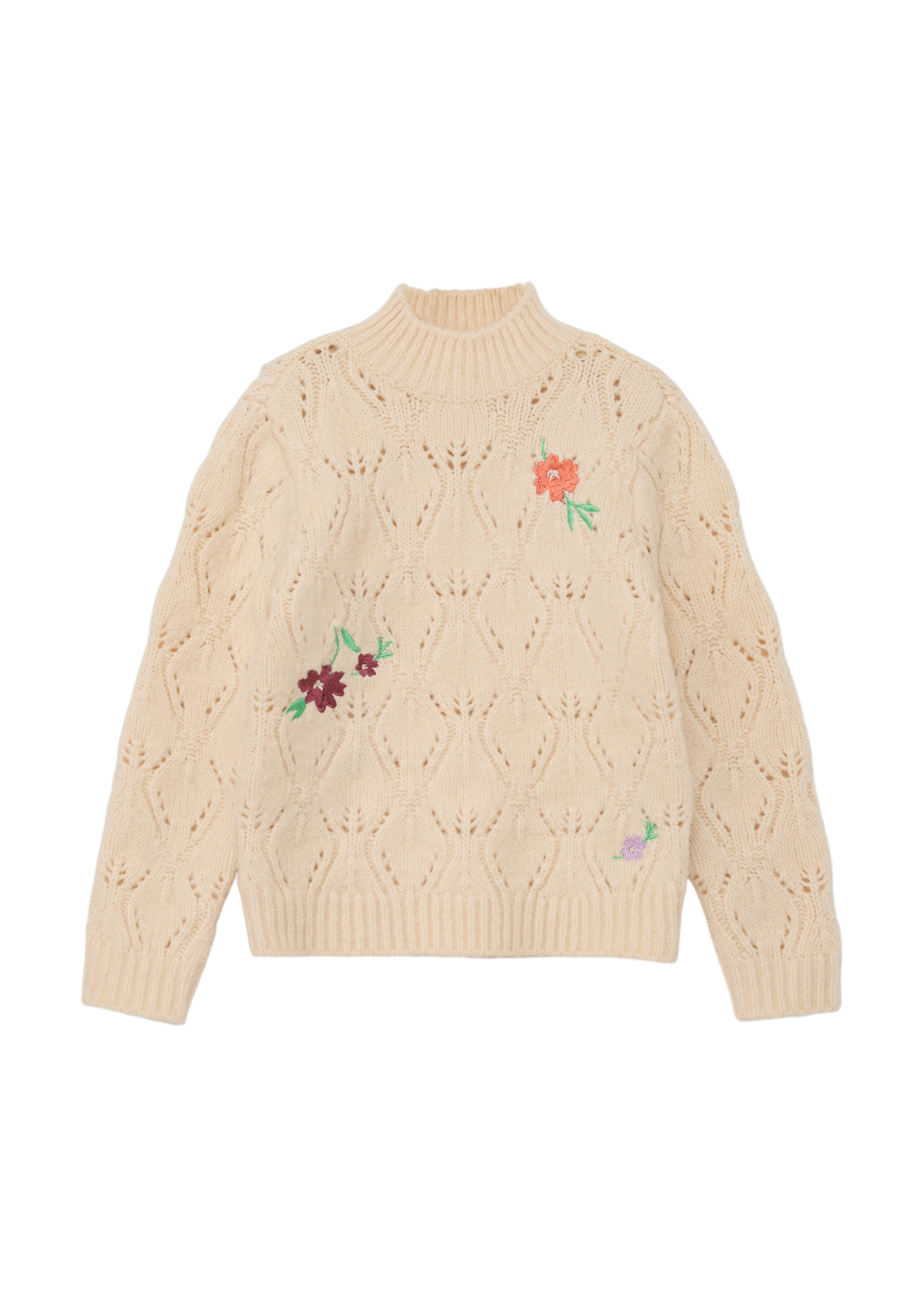 s.Oliver - Pullover mit Blüten-Stickerei, Kinder, Beige von s.Oliver