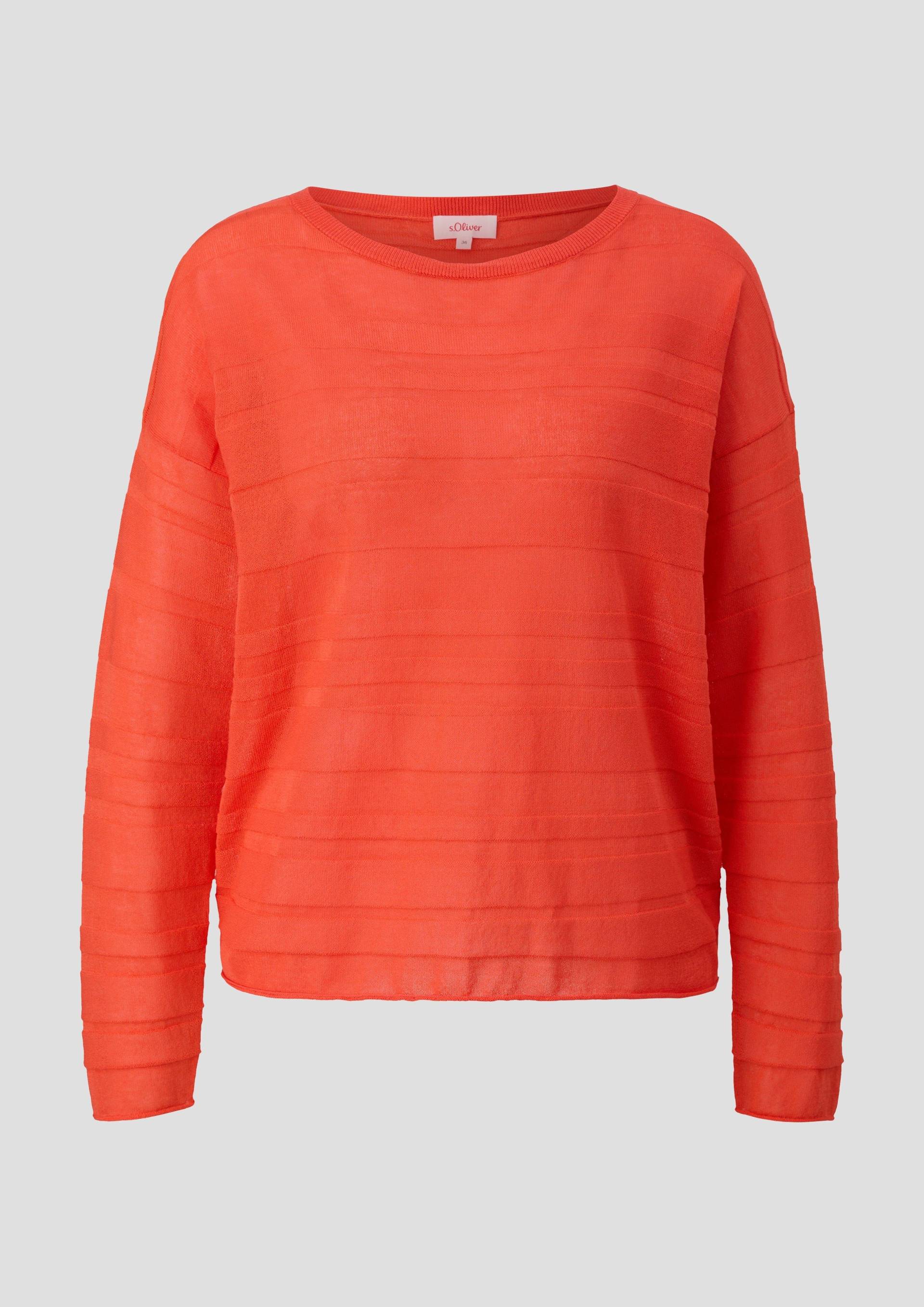 s.Oliver - Pullover mit Musterstruktur, Damen, Orange von s.Oliver