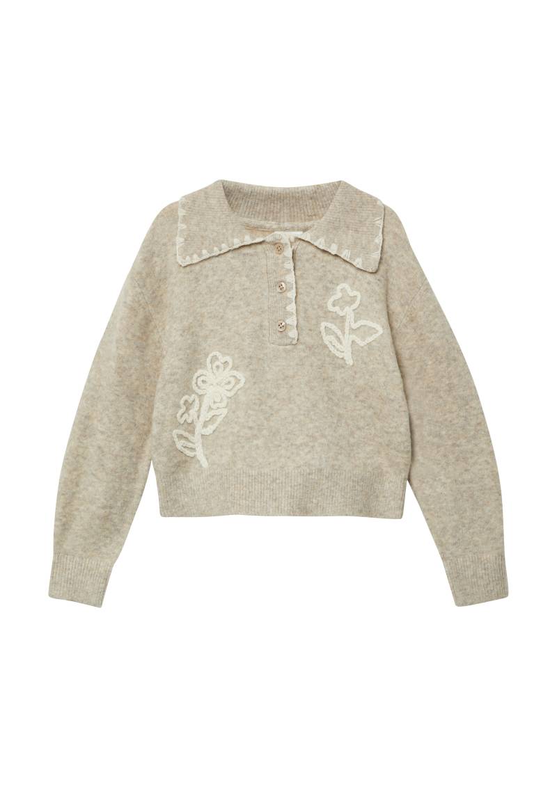 s.Oliver - Pullover mit Polokragen und floralen Stickerei-Details, Kinder, braun von s.Oliver