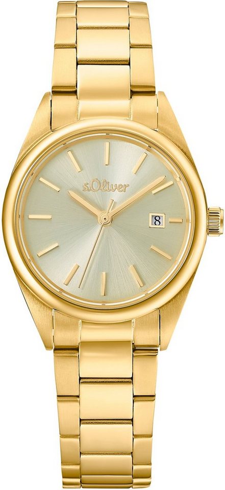 s.Oliver Quarzuhr 2033532, Armbanduhr, Damenuhr, Datum, analog, Edelstahlarmband von s.Oliver