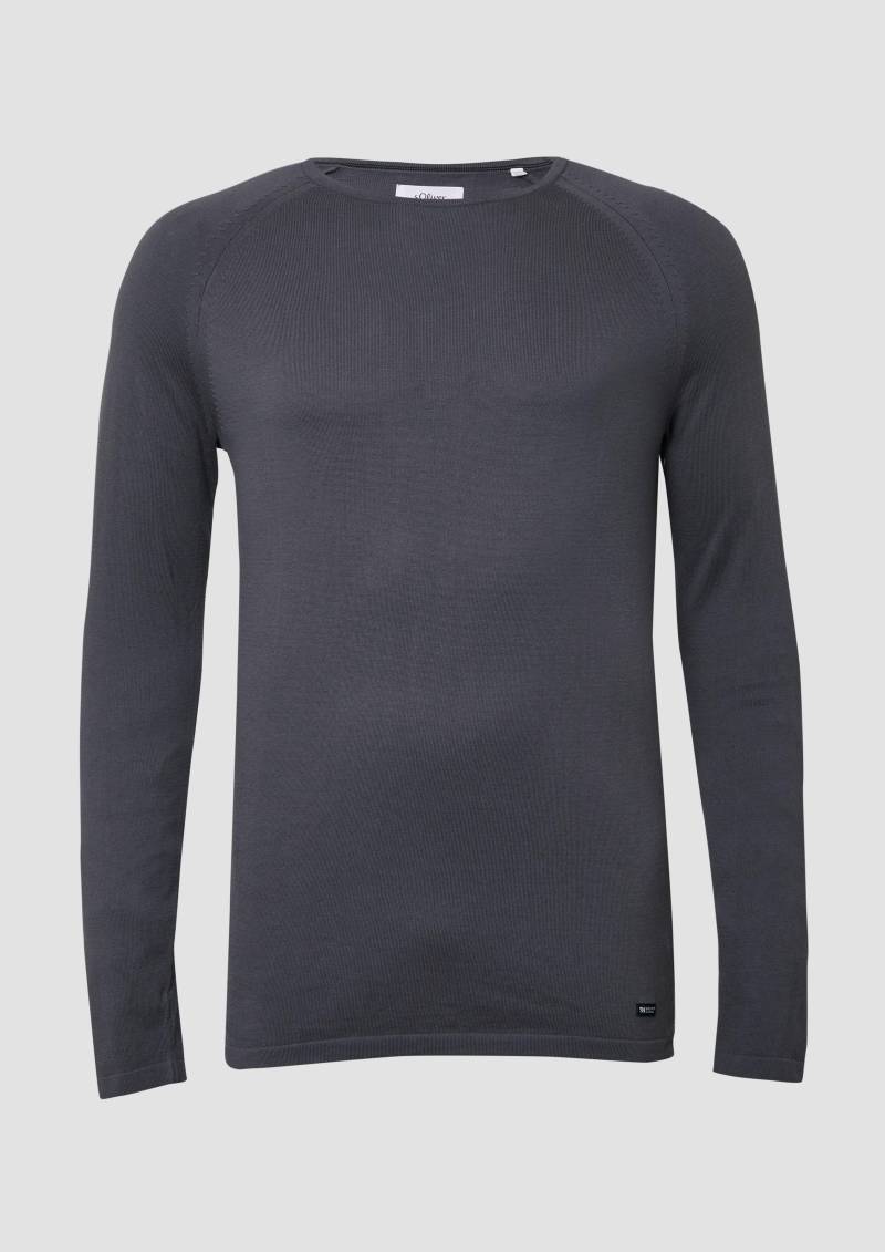 s.Oliver - Raglanpullover aus reiner Baumwolle, Herren, grau von s.Oliver