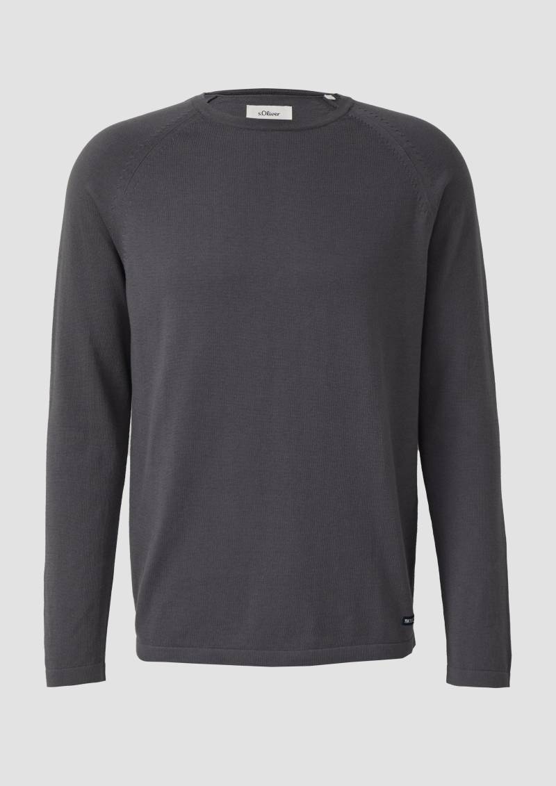 s.Oliver - Raglanpullover aus reiner Baumwolle, Herren, grau von s.Oliver