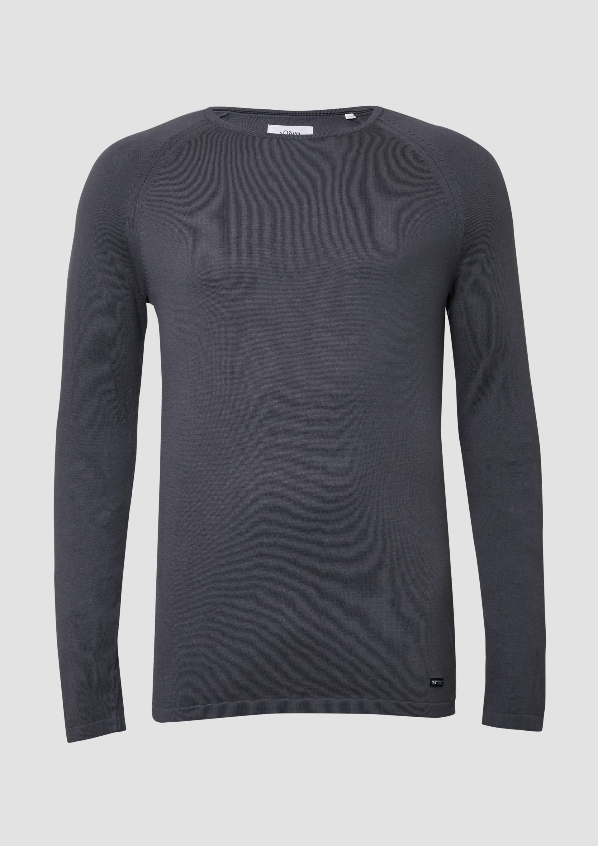 s.Oliver - Raglanpullover aus reiner Baumwolle, Herren, grau von s.Oliver