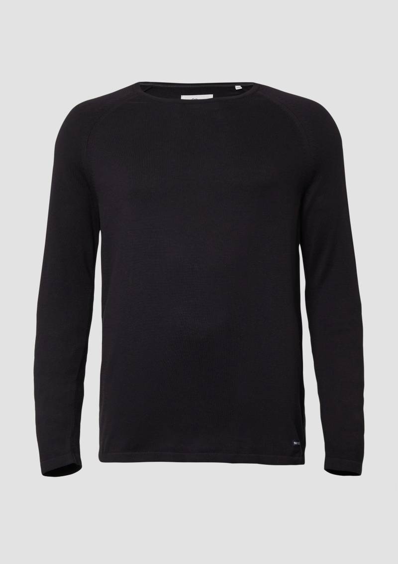 s.Oliver - Raglanpullover aus reiner Baumwolle, Herren, schwarz von s.Oliver