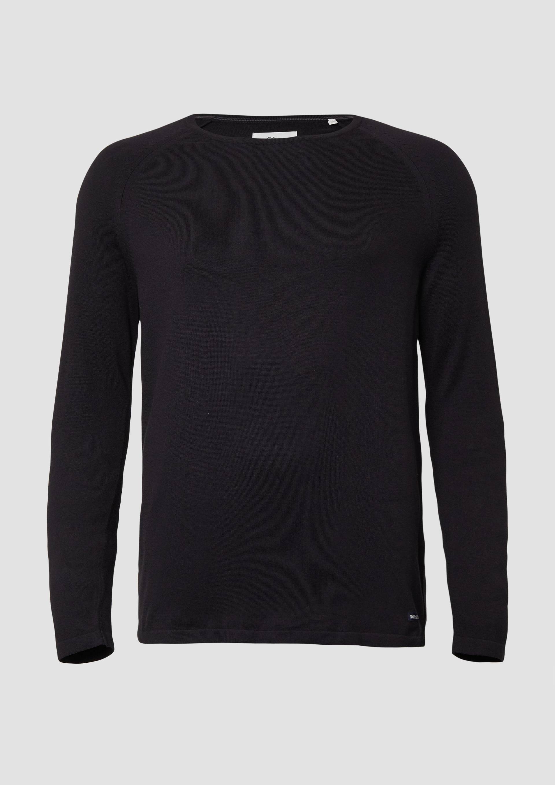 s.Oliver - Raglanpullover aus reiner Baumwolle, Herren, schwarz von s.Oliver